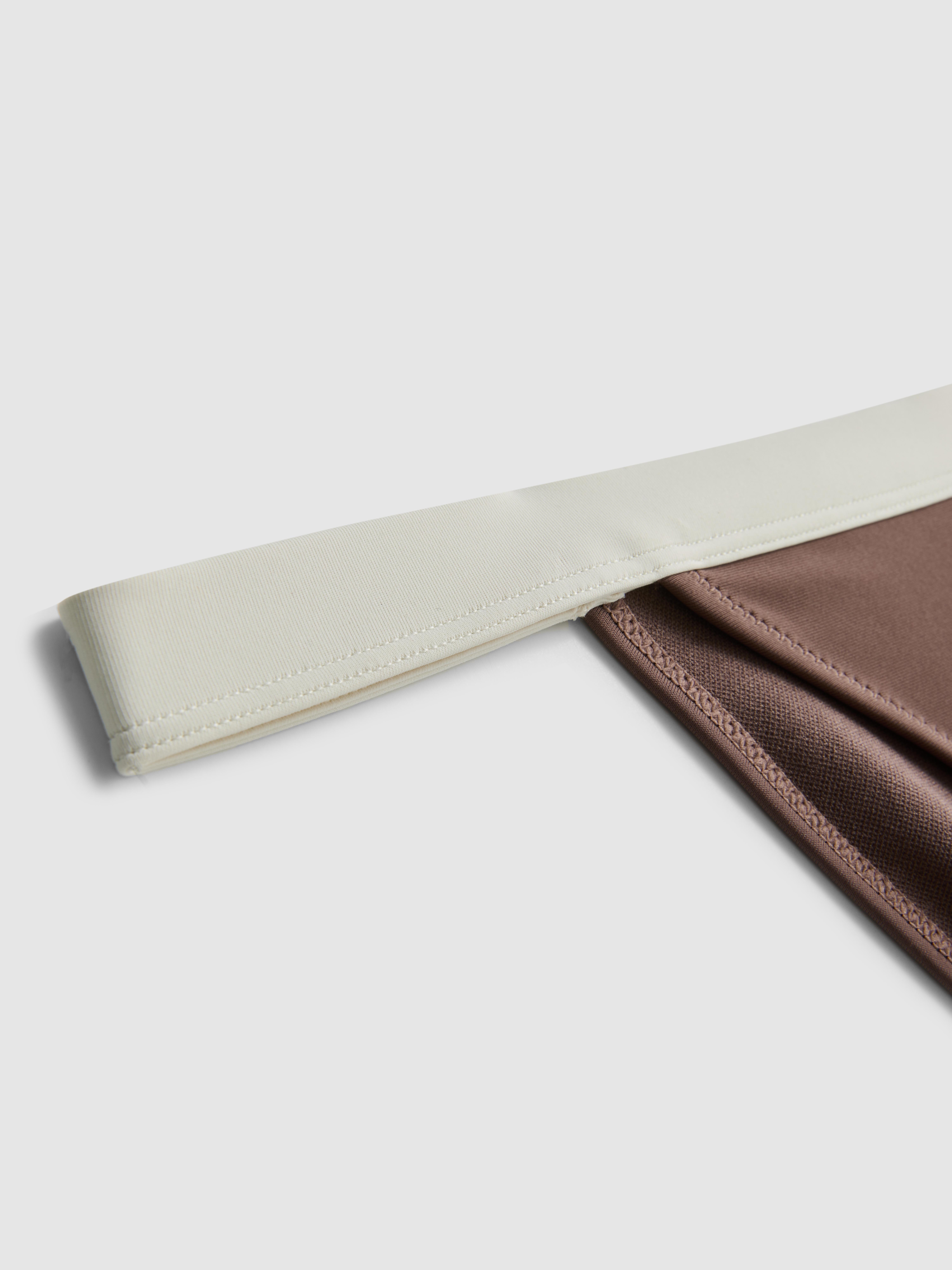 Women's White/Taupe Contrast Band Bikini Bottoms