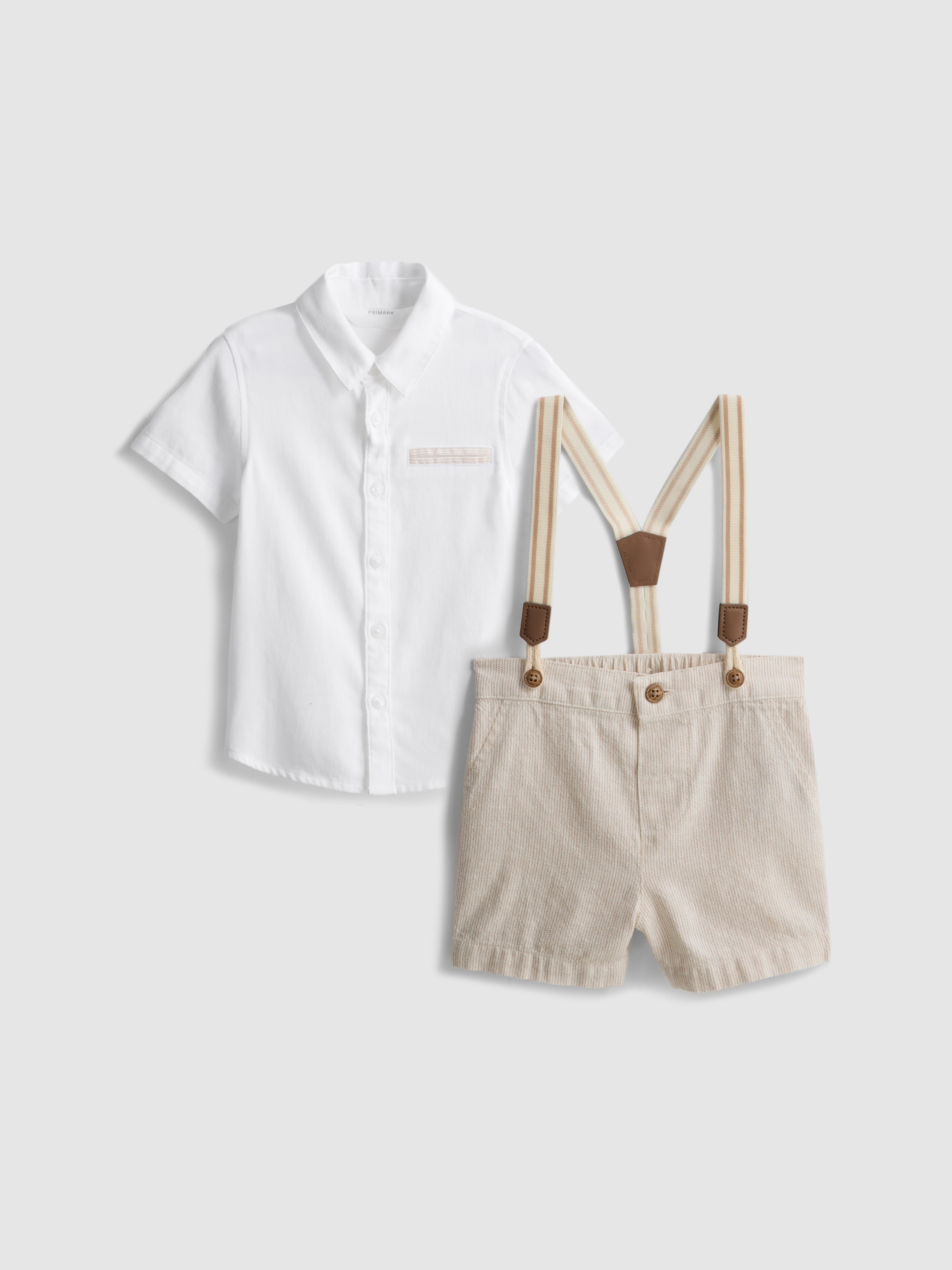 0-36mths | Shirt And Braces Shorts Set