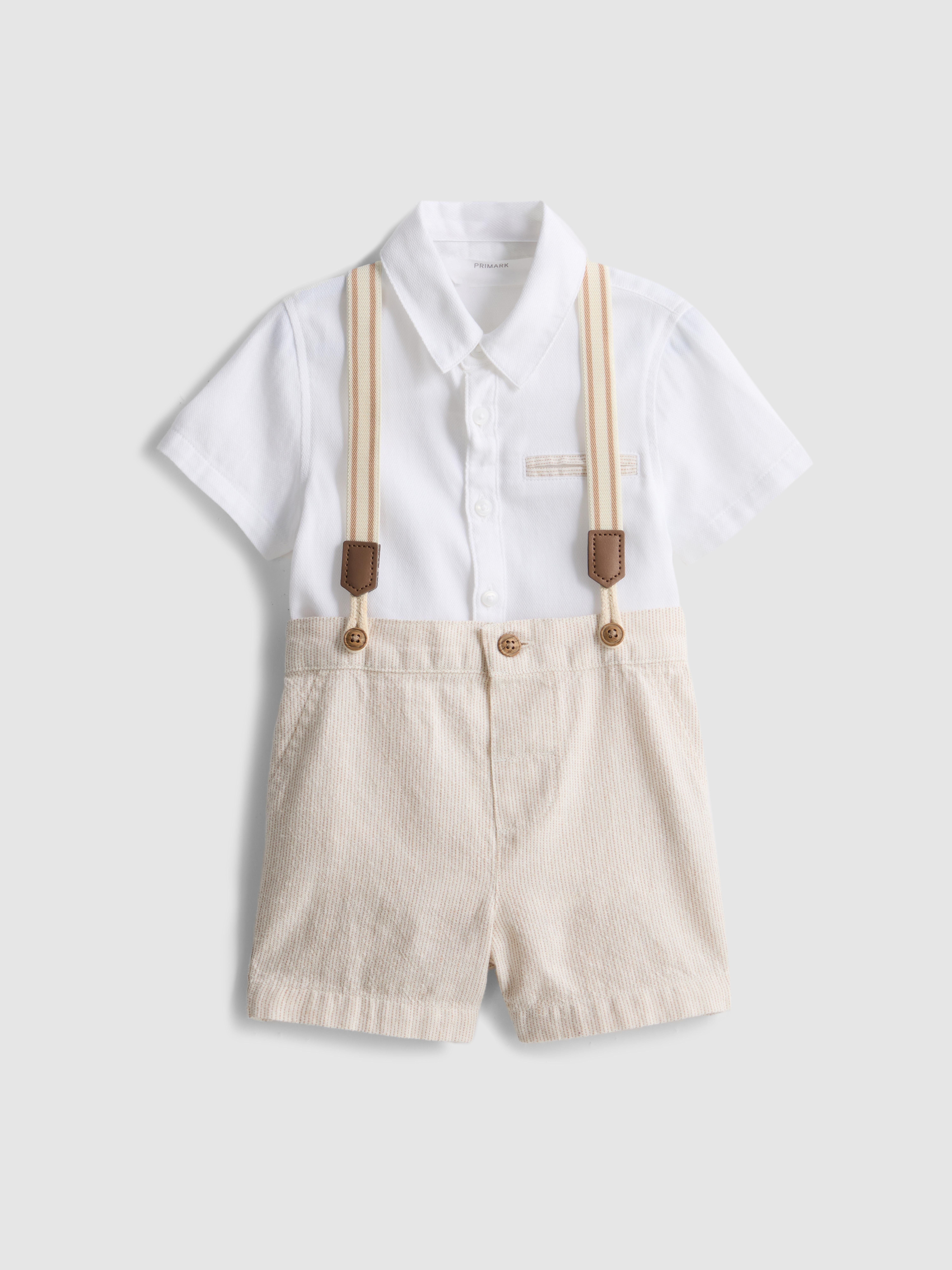 0-36mths | Shirt And Braces Shorts Set