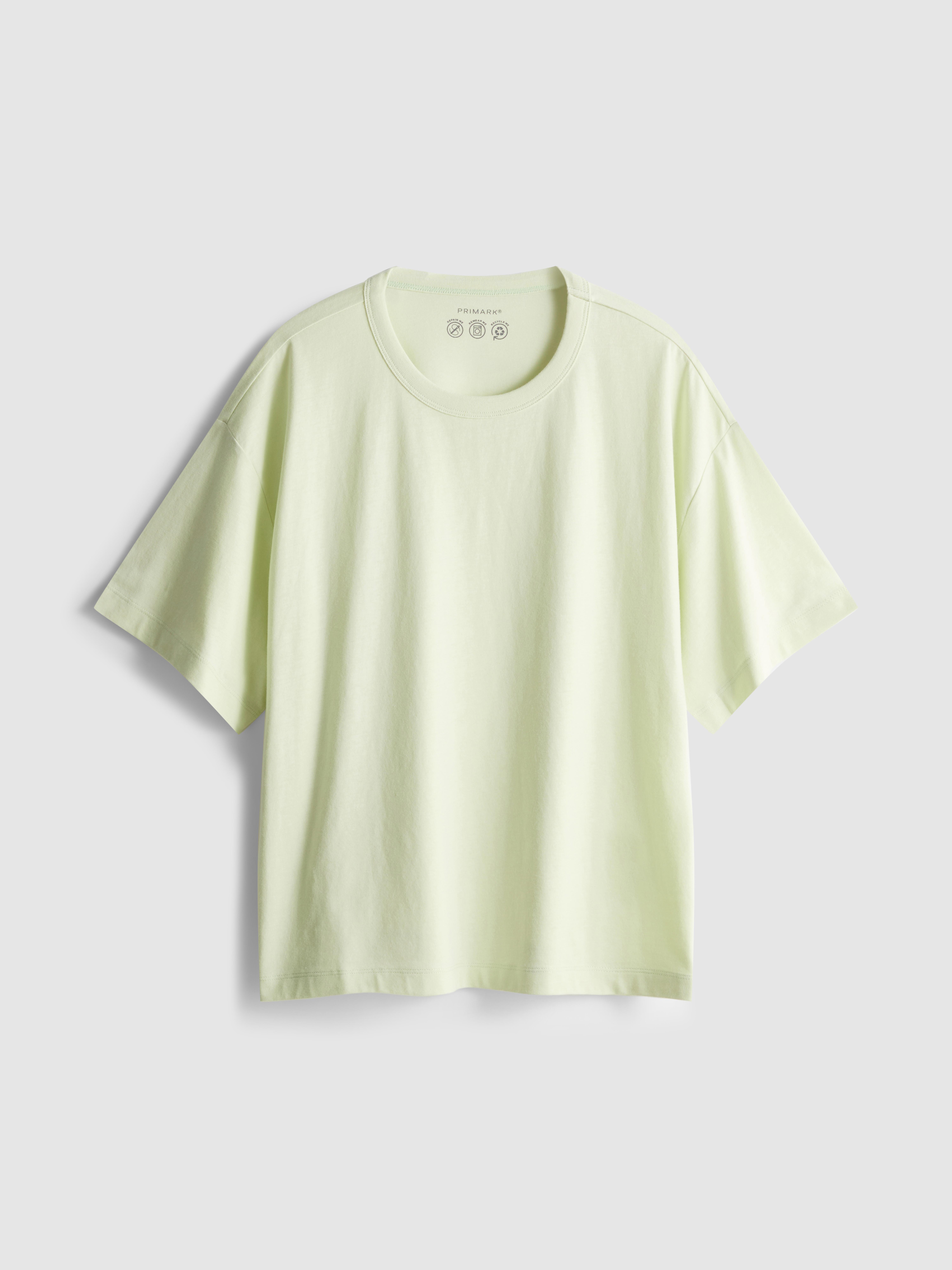 Camiseta de algodón cuadrada de cuello redondo