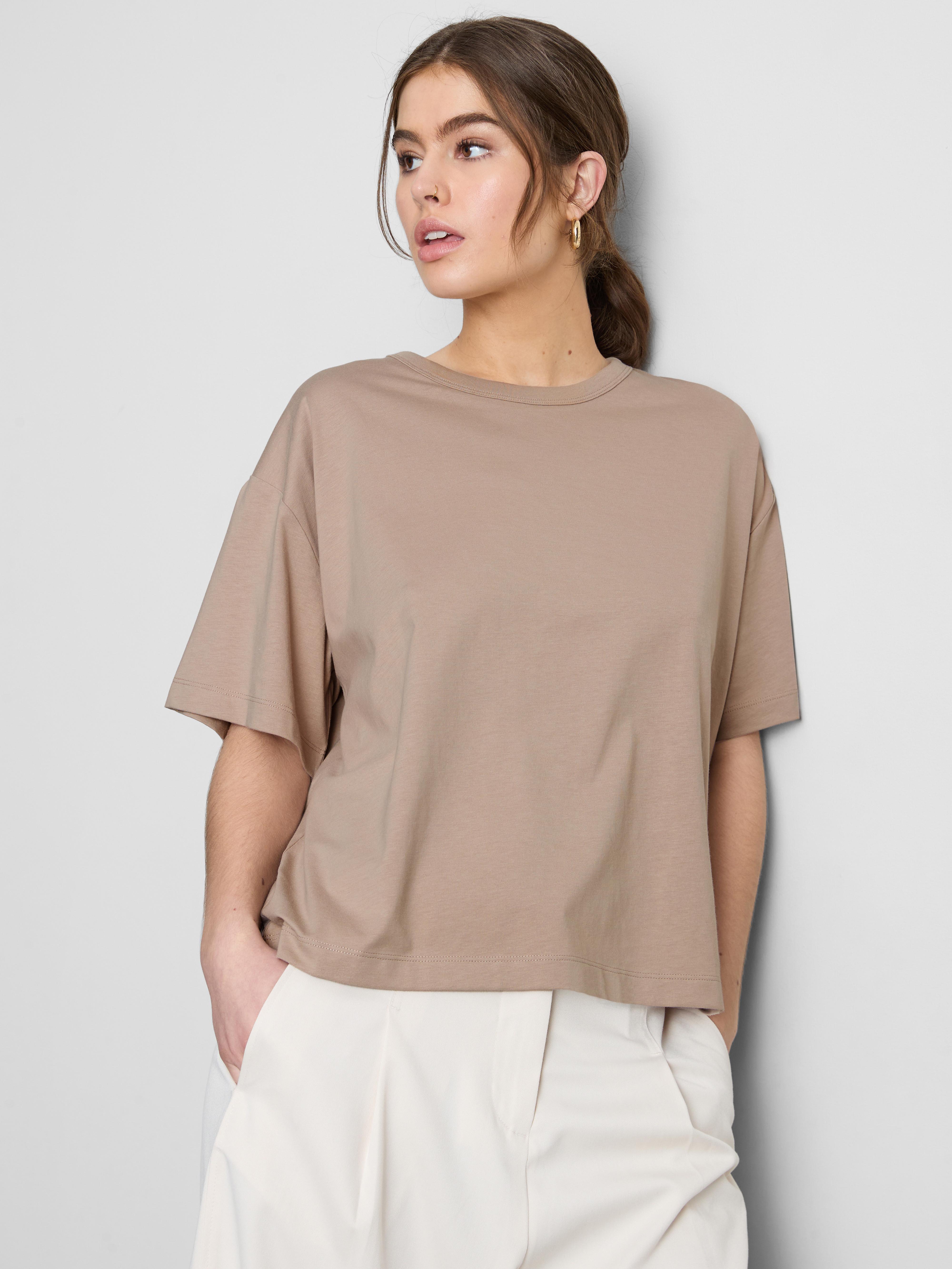 Maglia girocollo squadrata in cotone