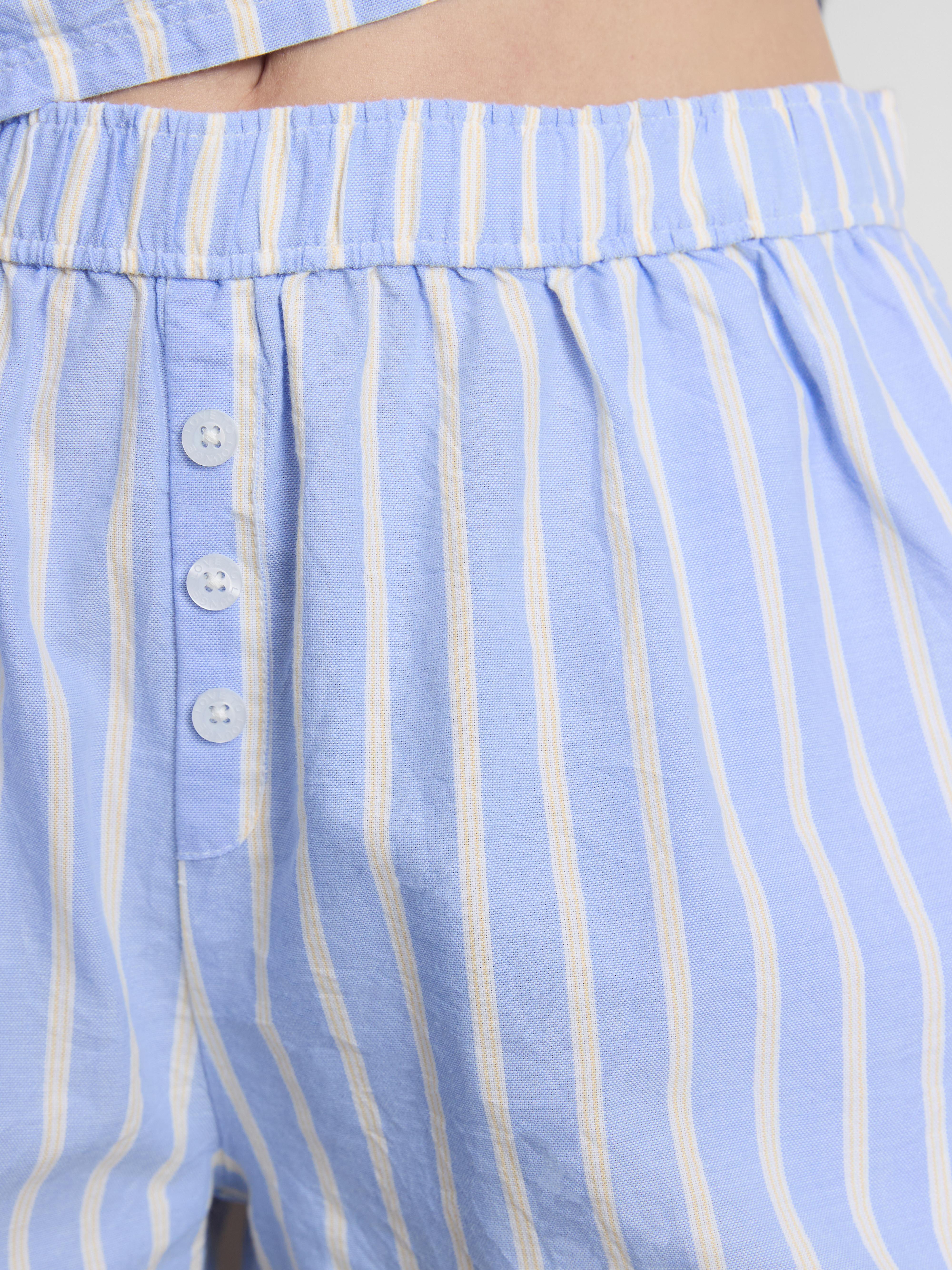 Cotton Striped Oxford Pajama Shorts