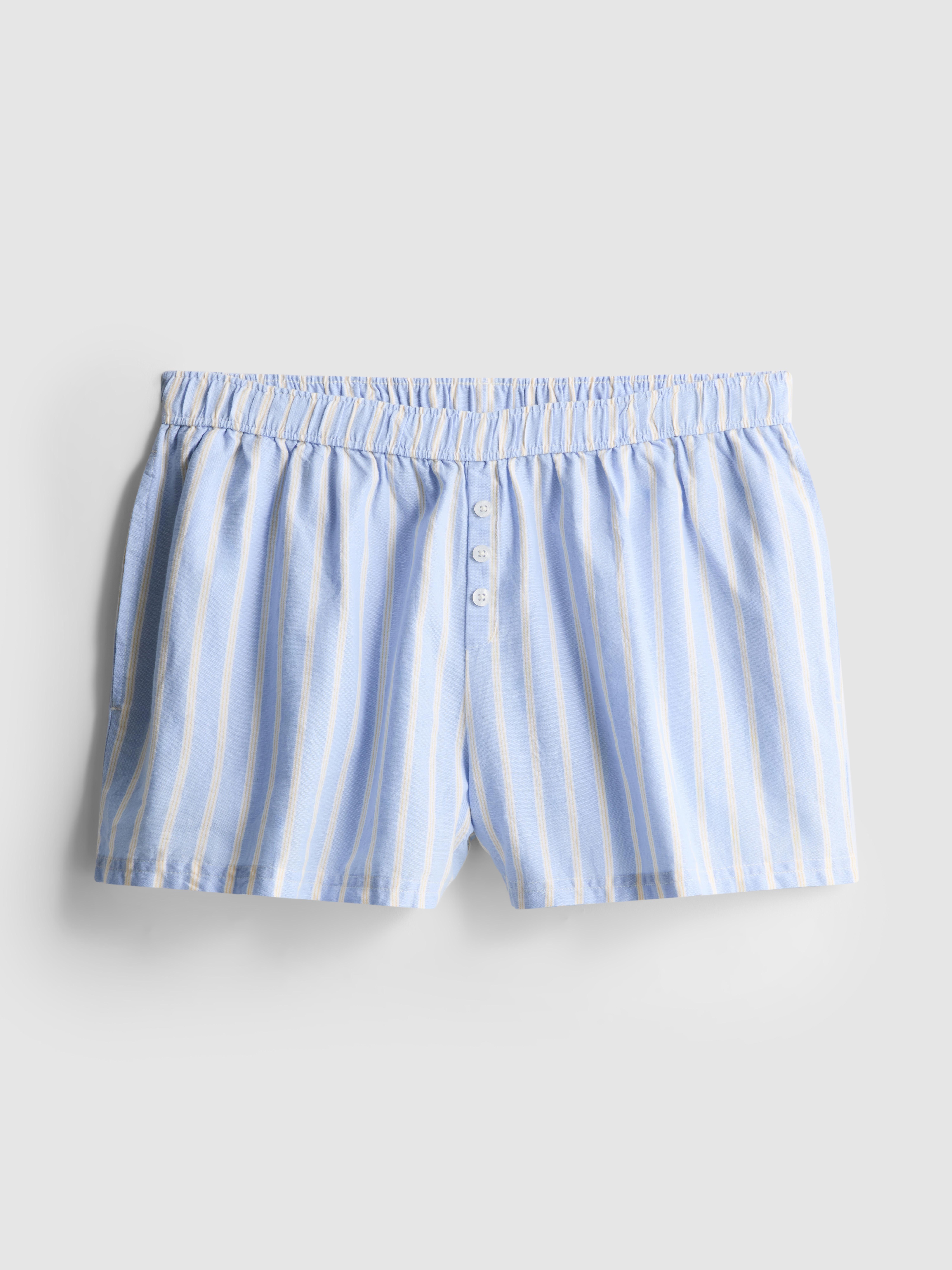Cotton Striped Oxford Pajama Shorts