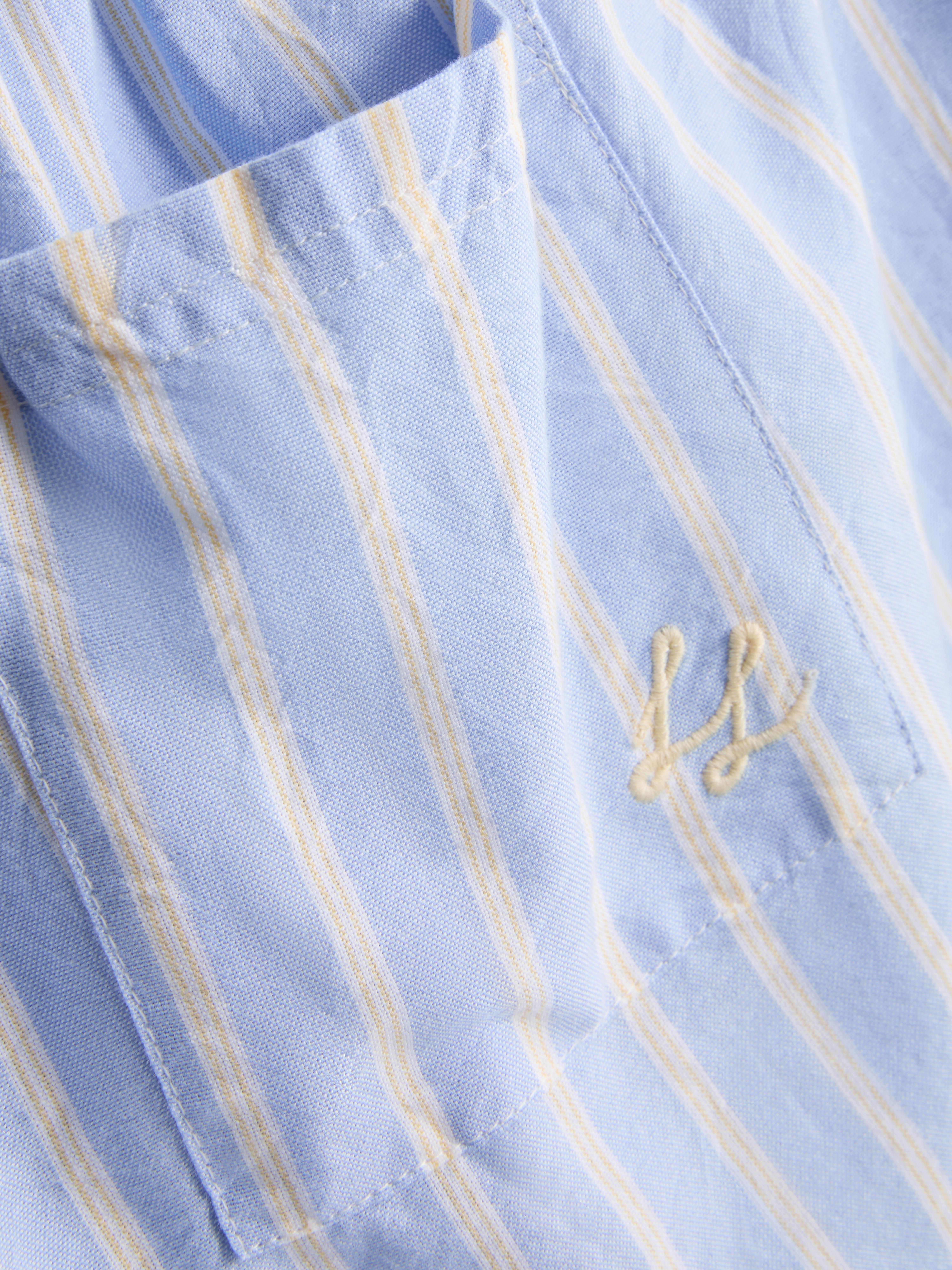 Cotton Striped Oxford Pajama Shorts