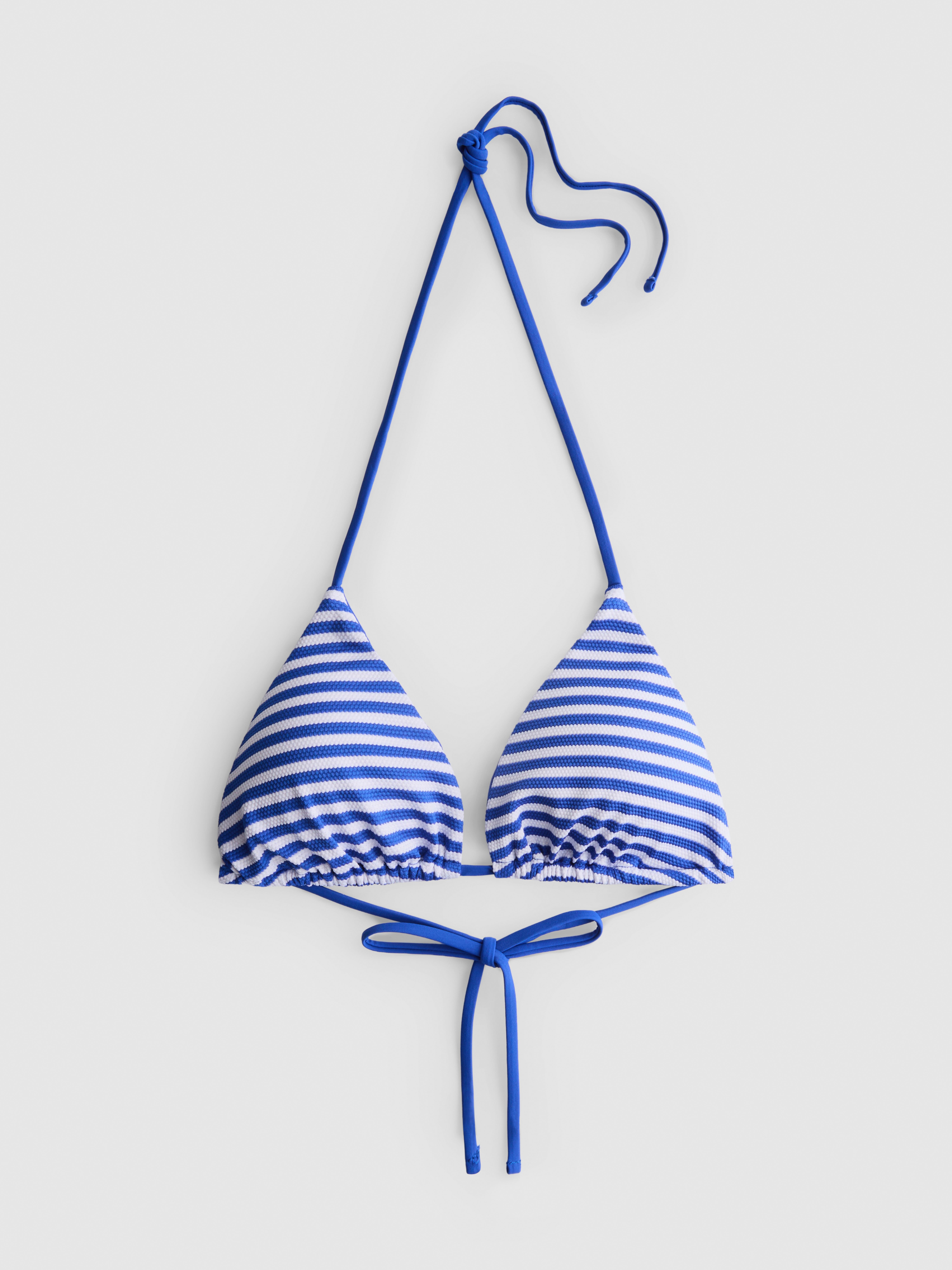 Striped Ribbed Triangle Bikini Top