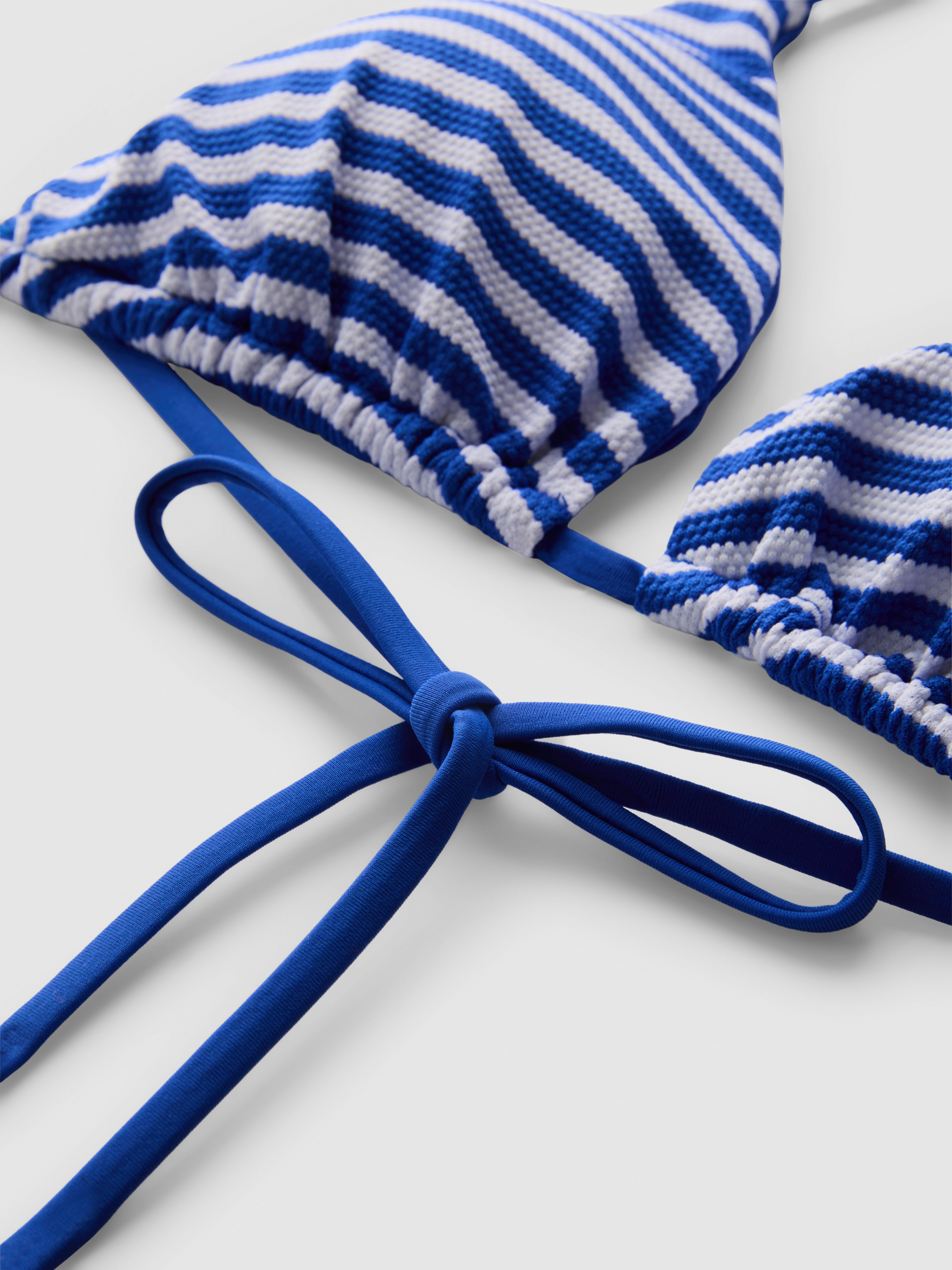 Striped Ribbed Triangle Bikini Top