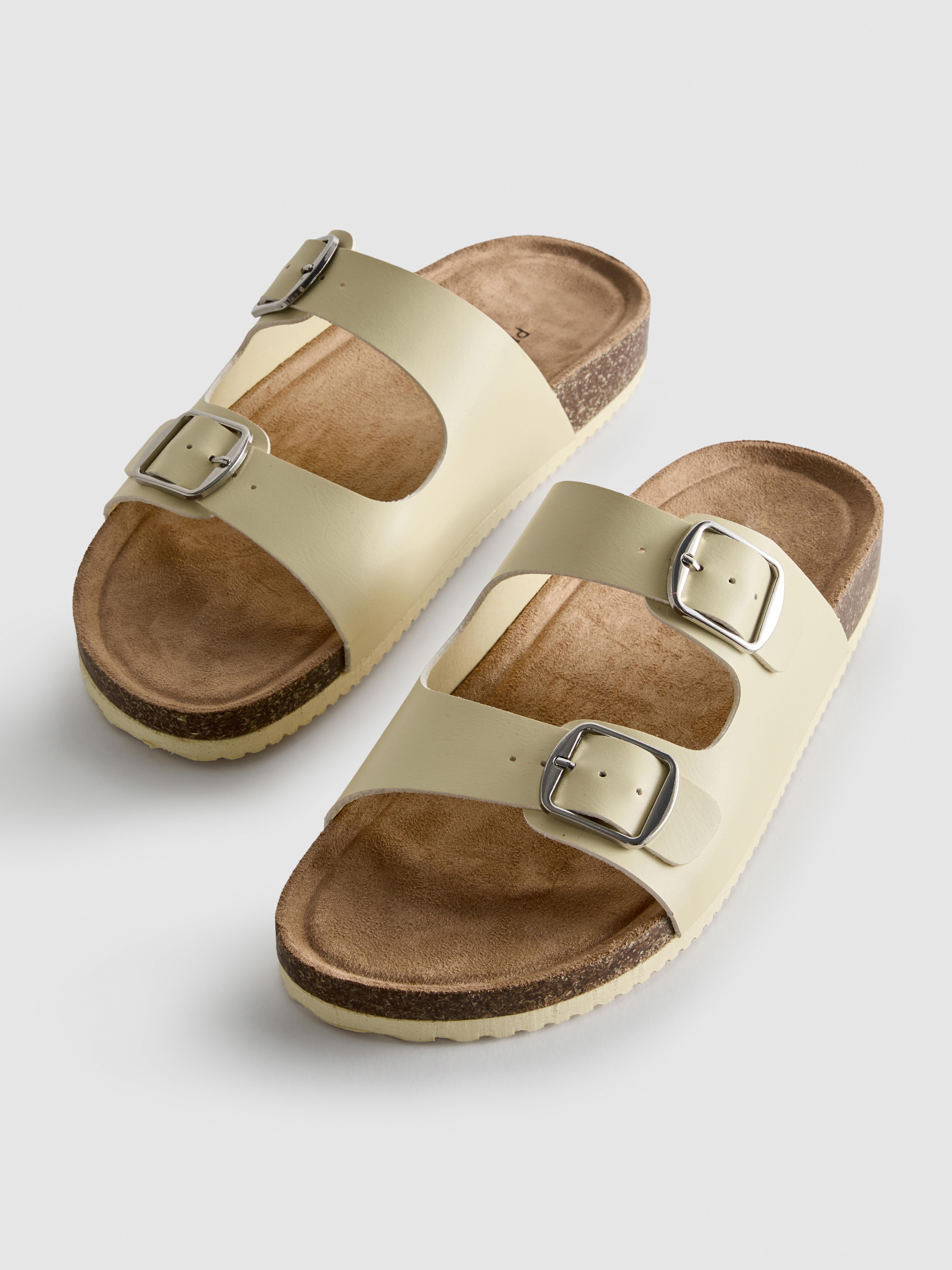Double Buckle Strap Mule Sandals