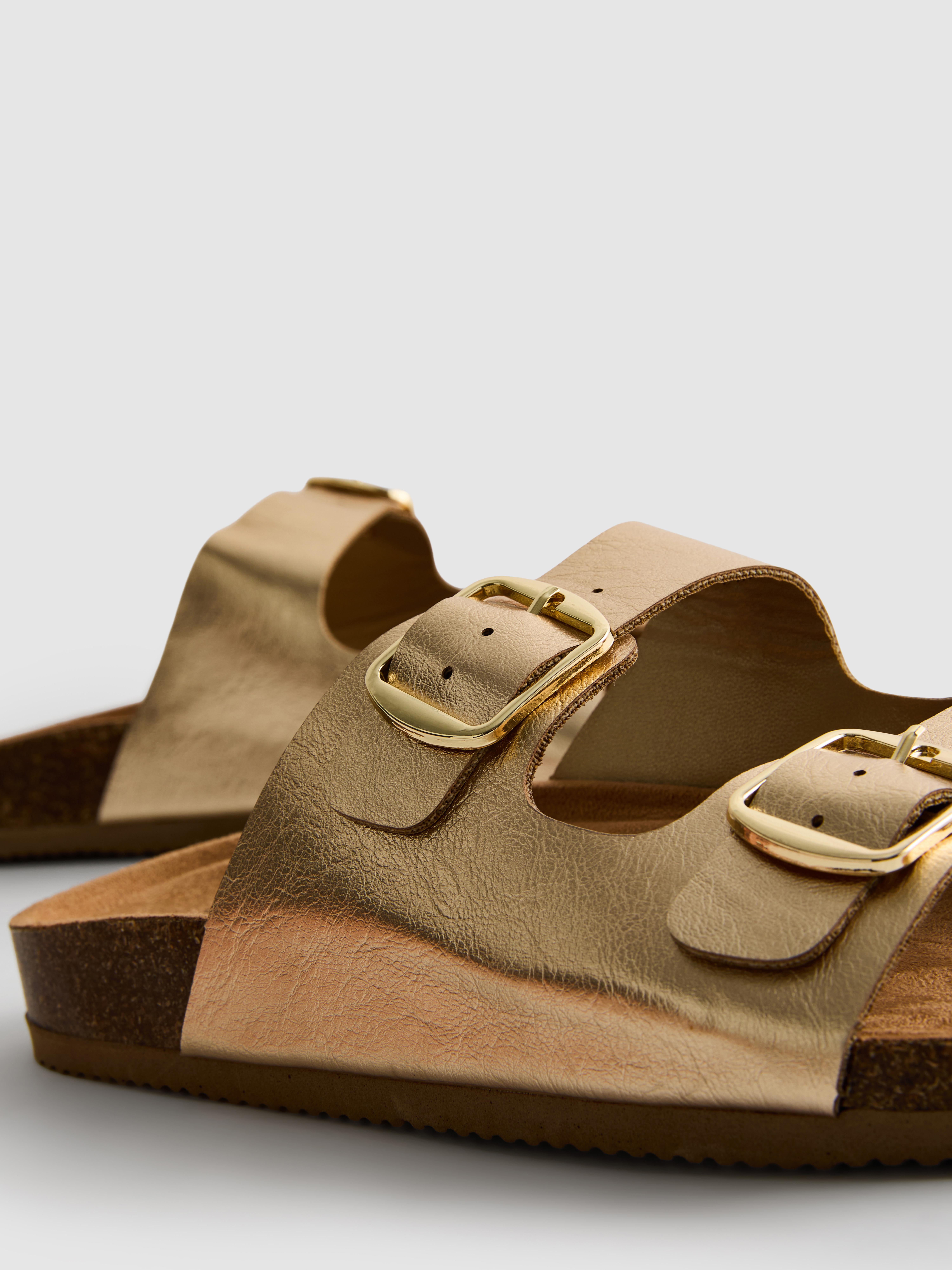 Double Buckle-Strap Mule Sandals