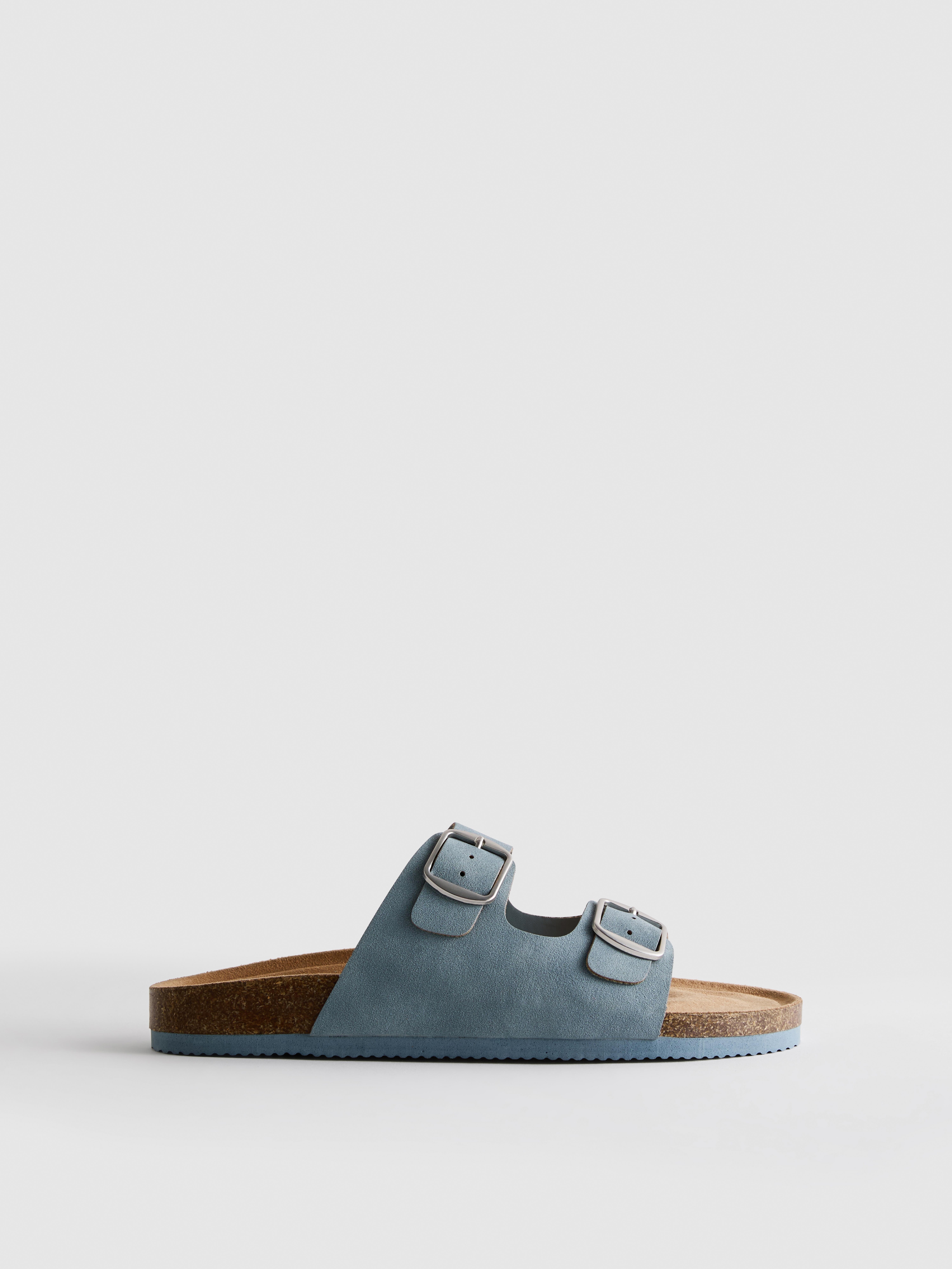 Sandálias tiras duplas fivela Azul