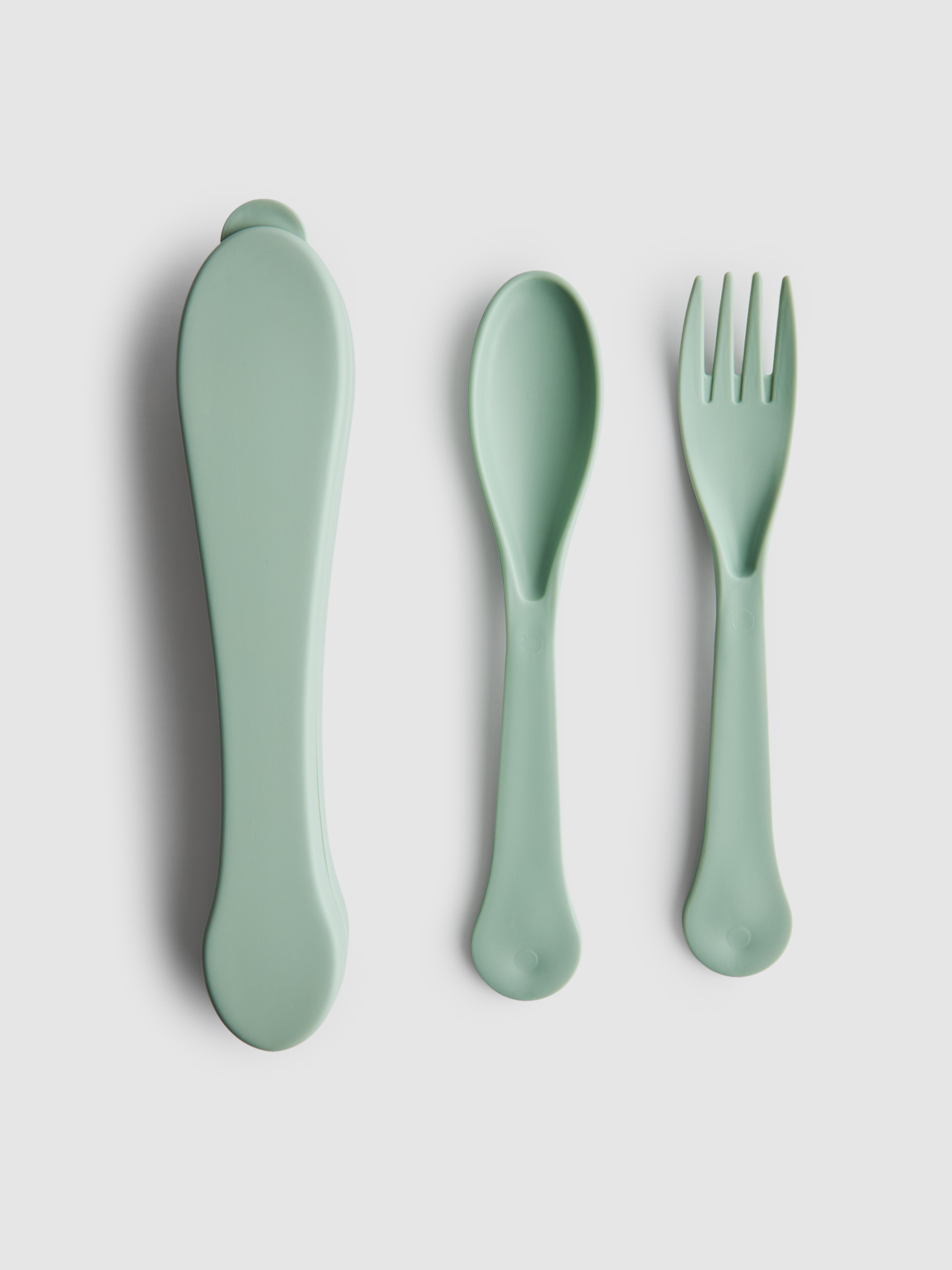 Ensemble de couverts de voyage fourchette et cuillère Vert