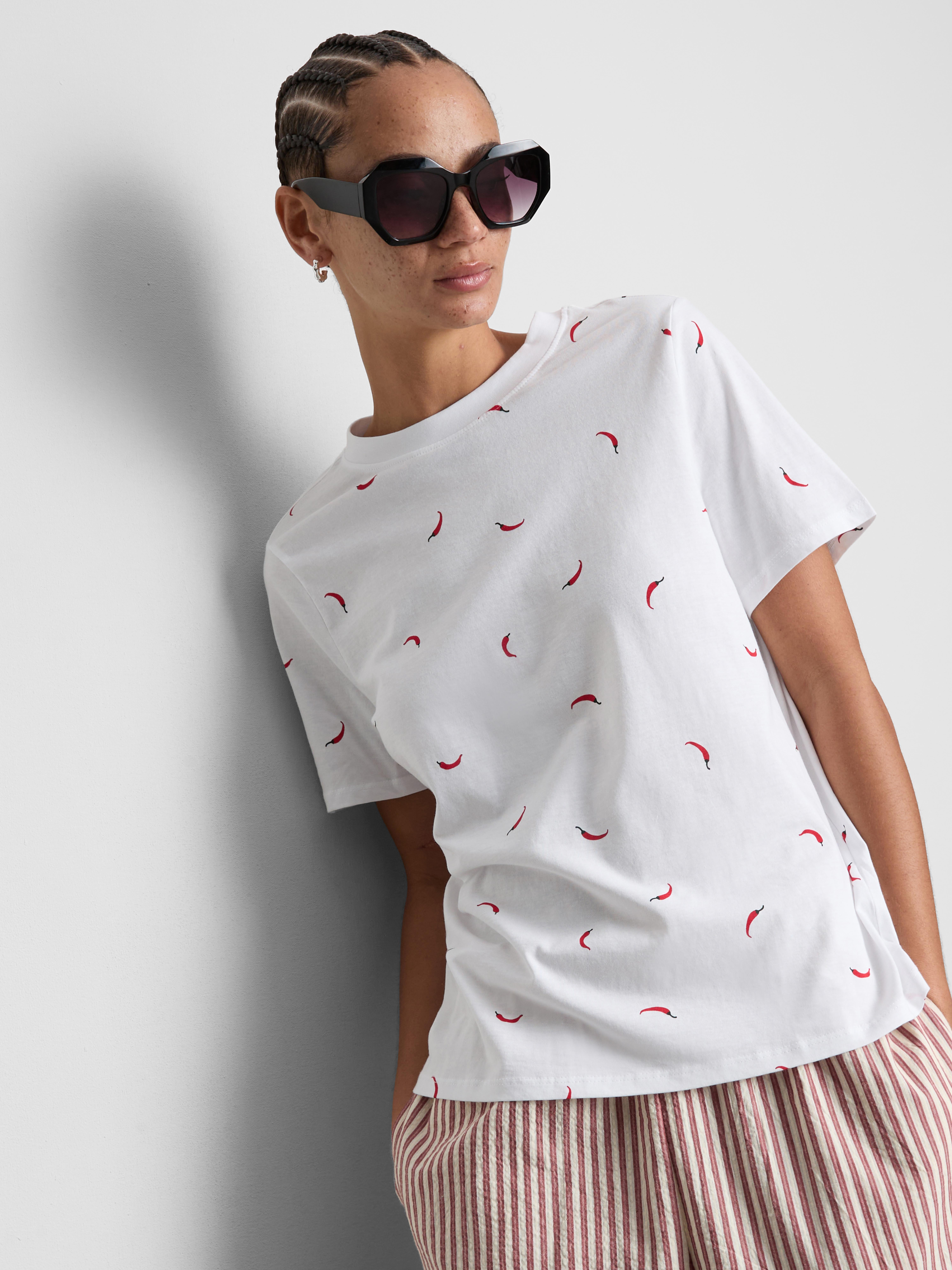 Kurzes T-Shirt aus reiner Baumwolle mit Grafik