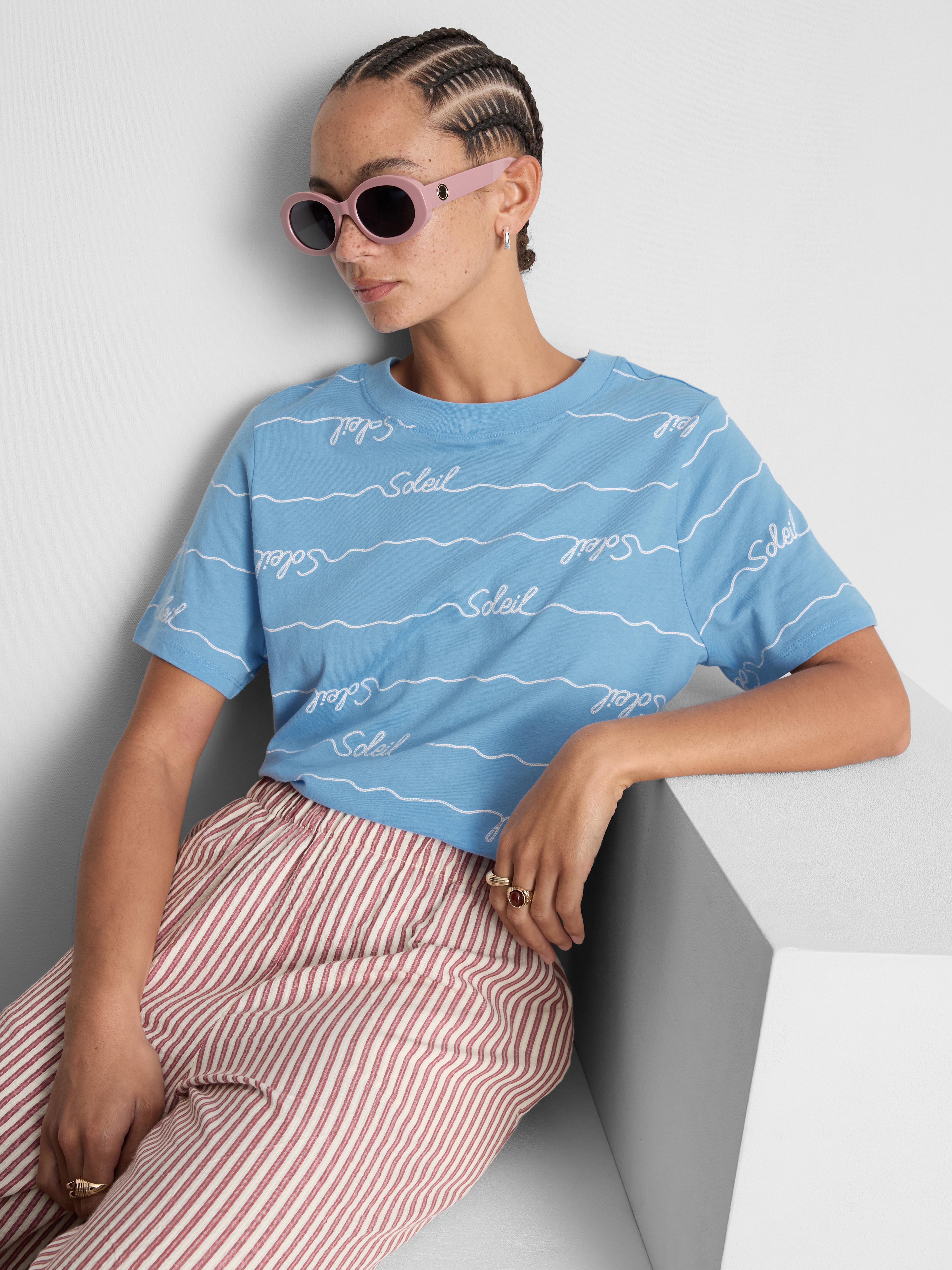 Kort T-shirt van puur katoen met print