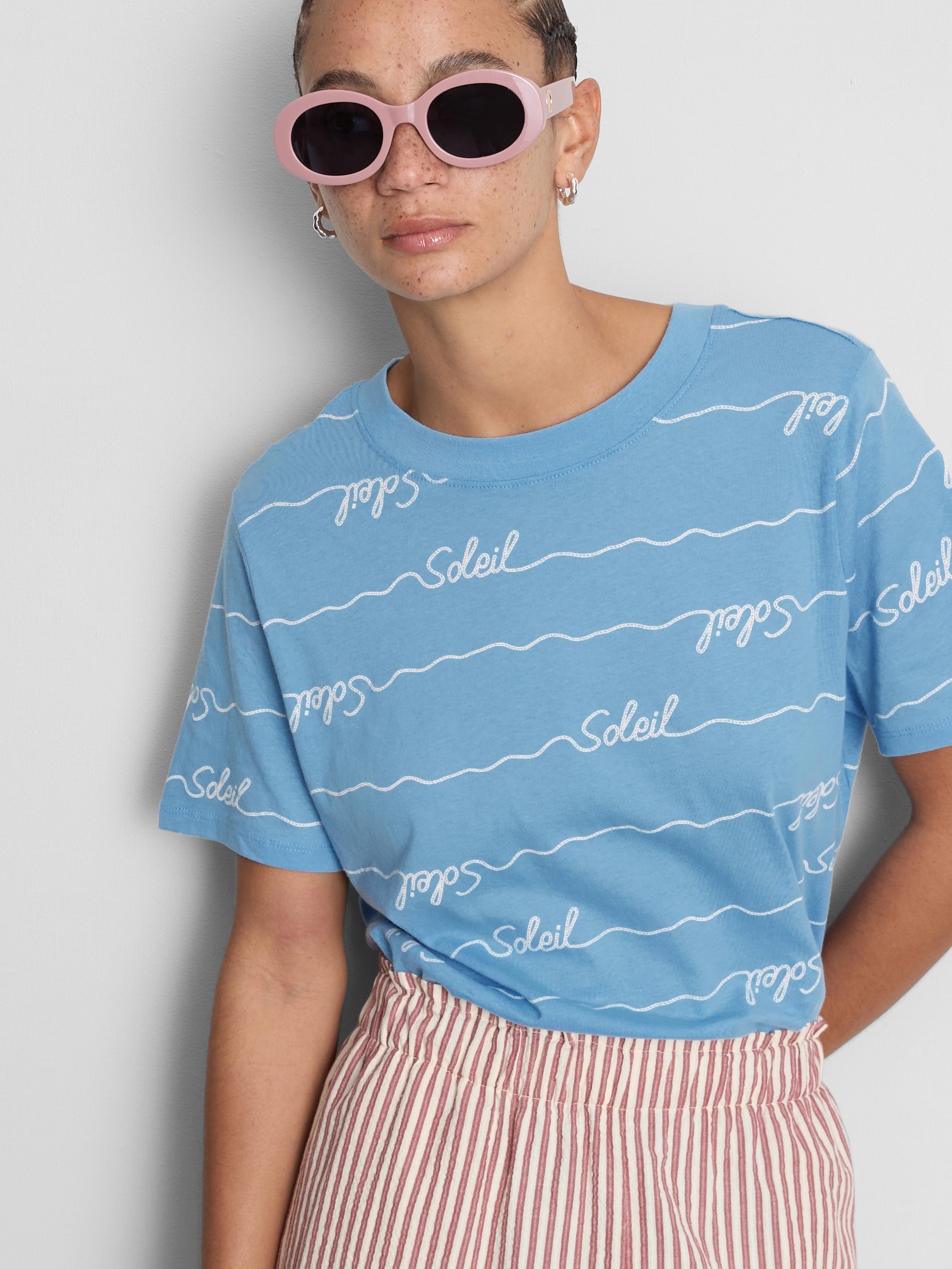 Kort T-shirt van puur katoen met print