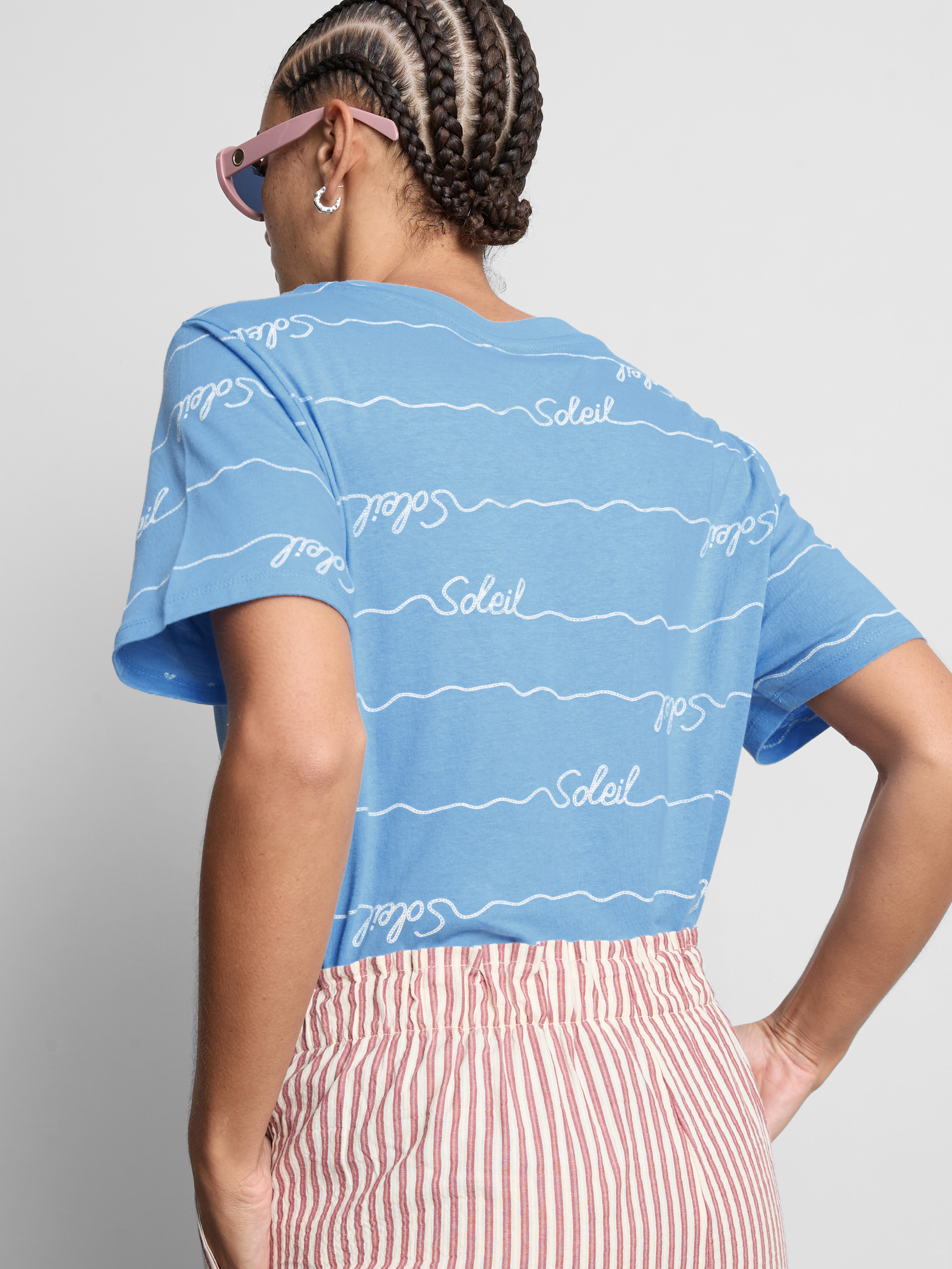 Kort T-shirt van puur katoen met print