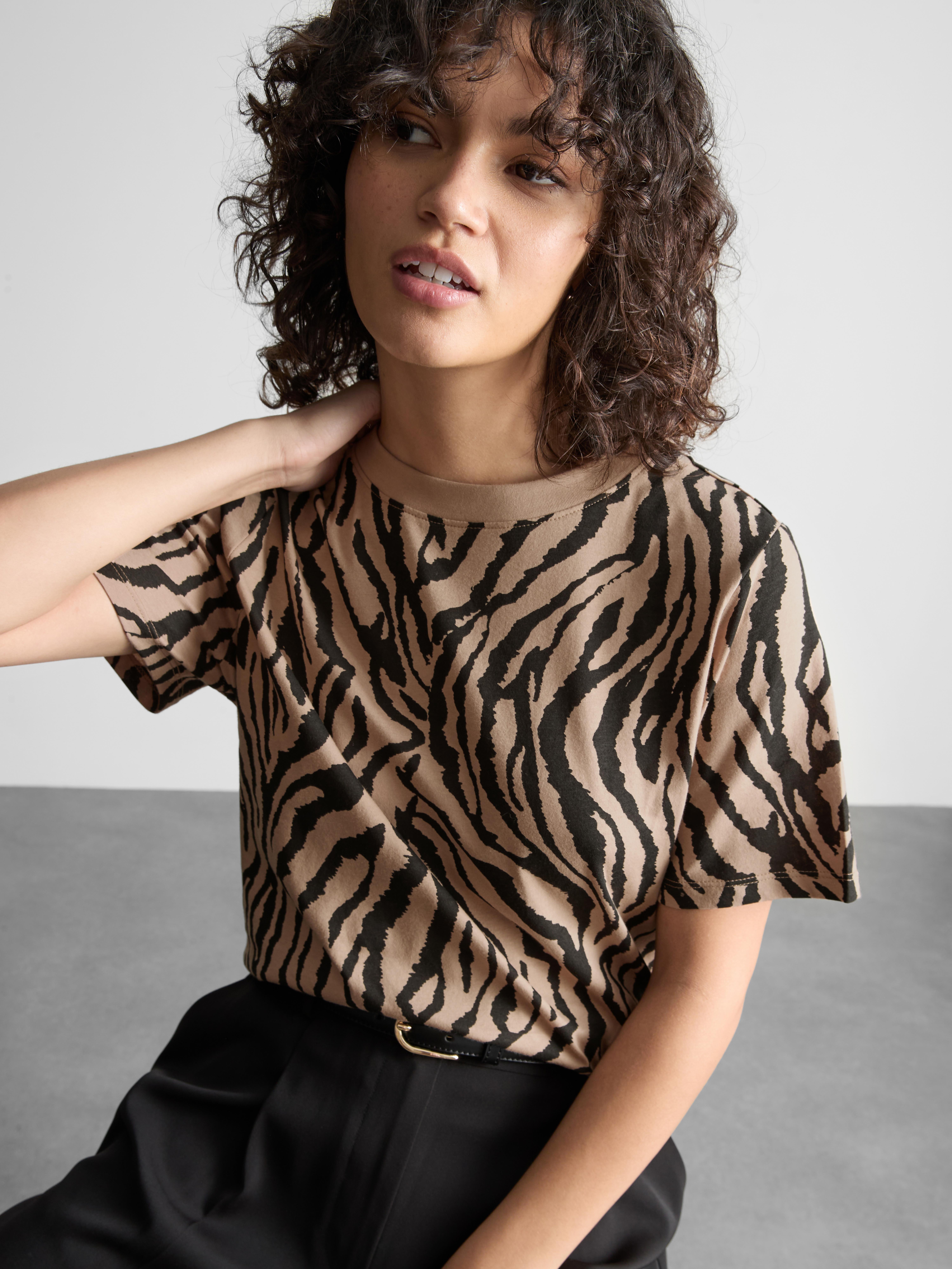 T-shirt court en pur coton à motif