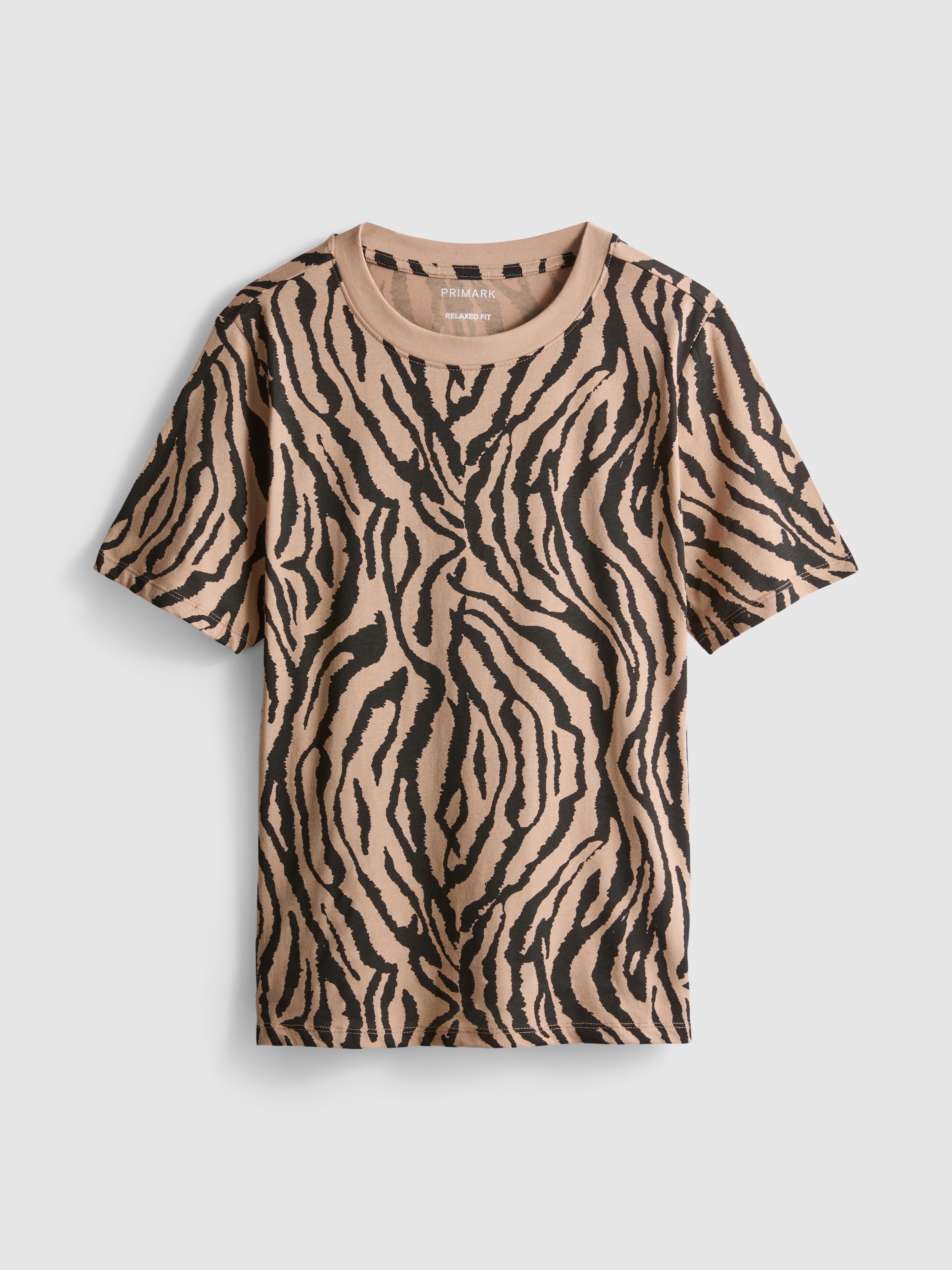 T-shirt court en pur coton à motif