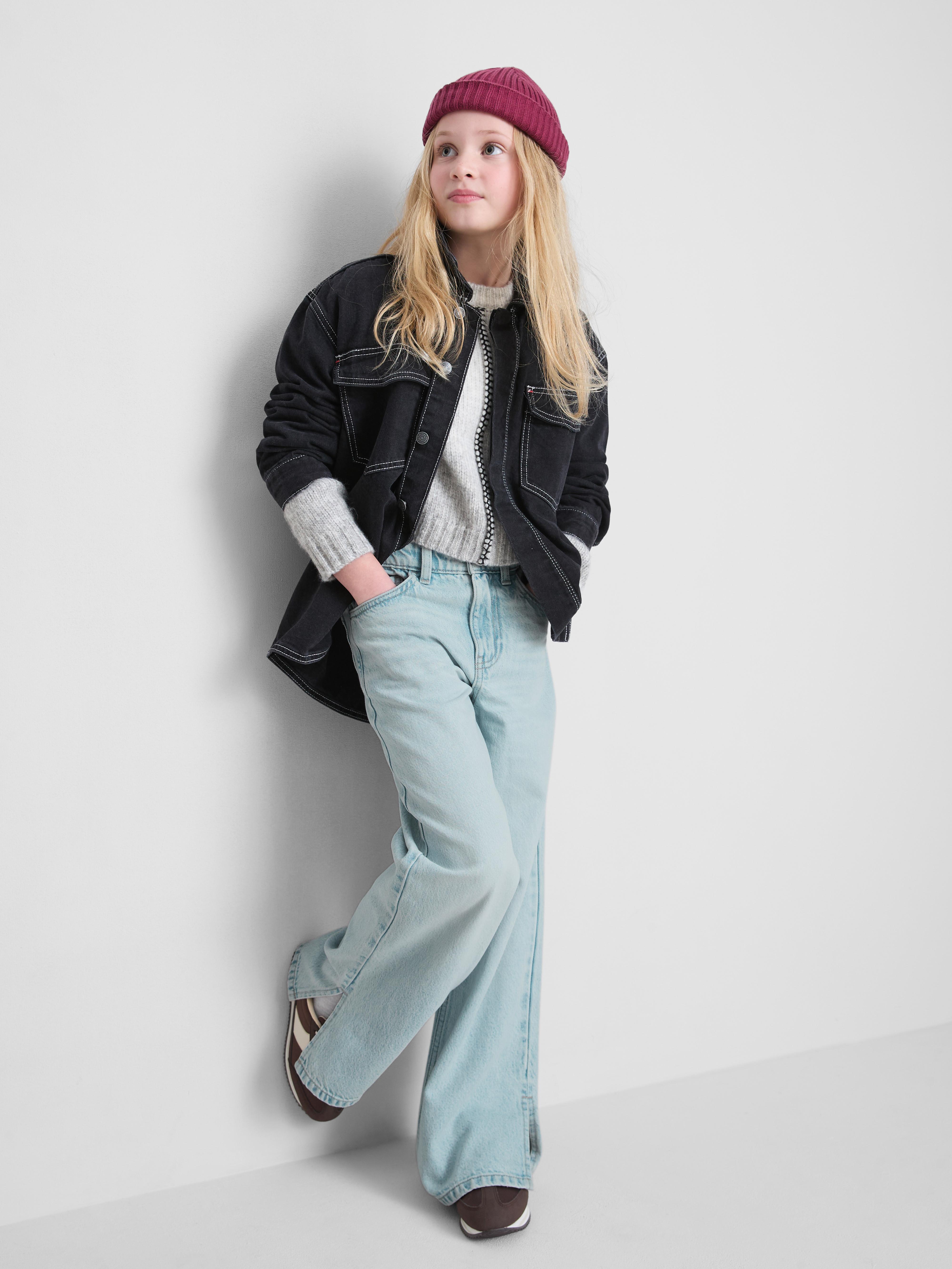 7-15 anni | Jeans a gamba larga con spacco sull'orlo