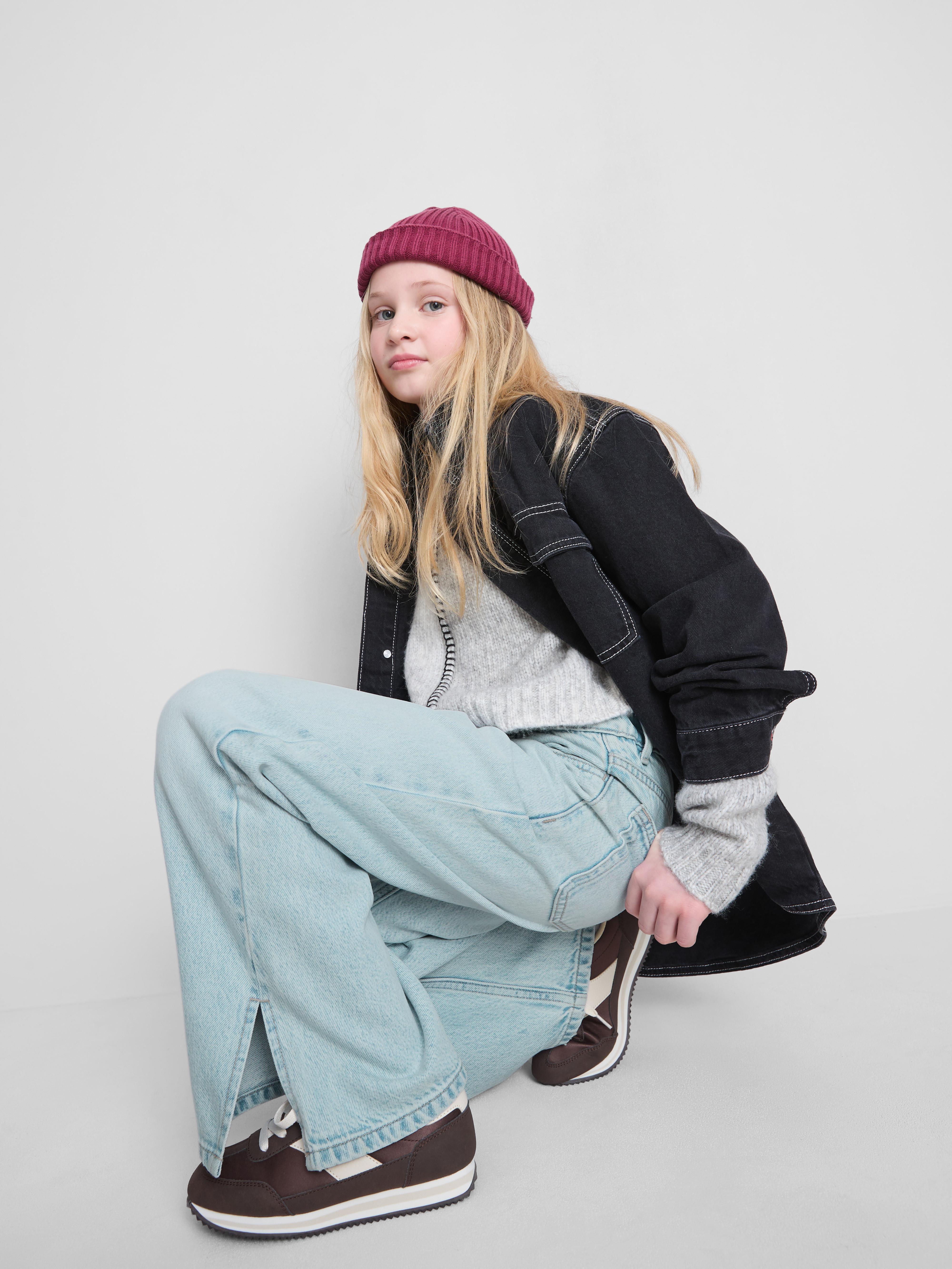 7–15 Jahre | Jeans mit weitem Bein und Schlitz am Saum