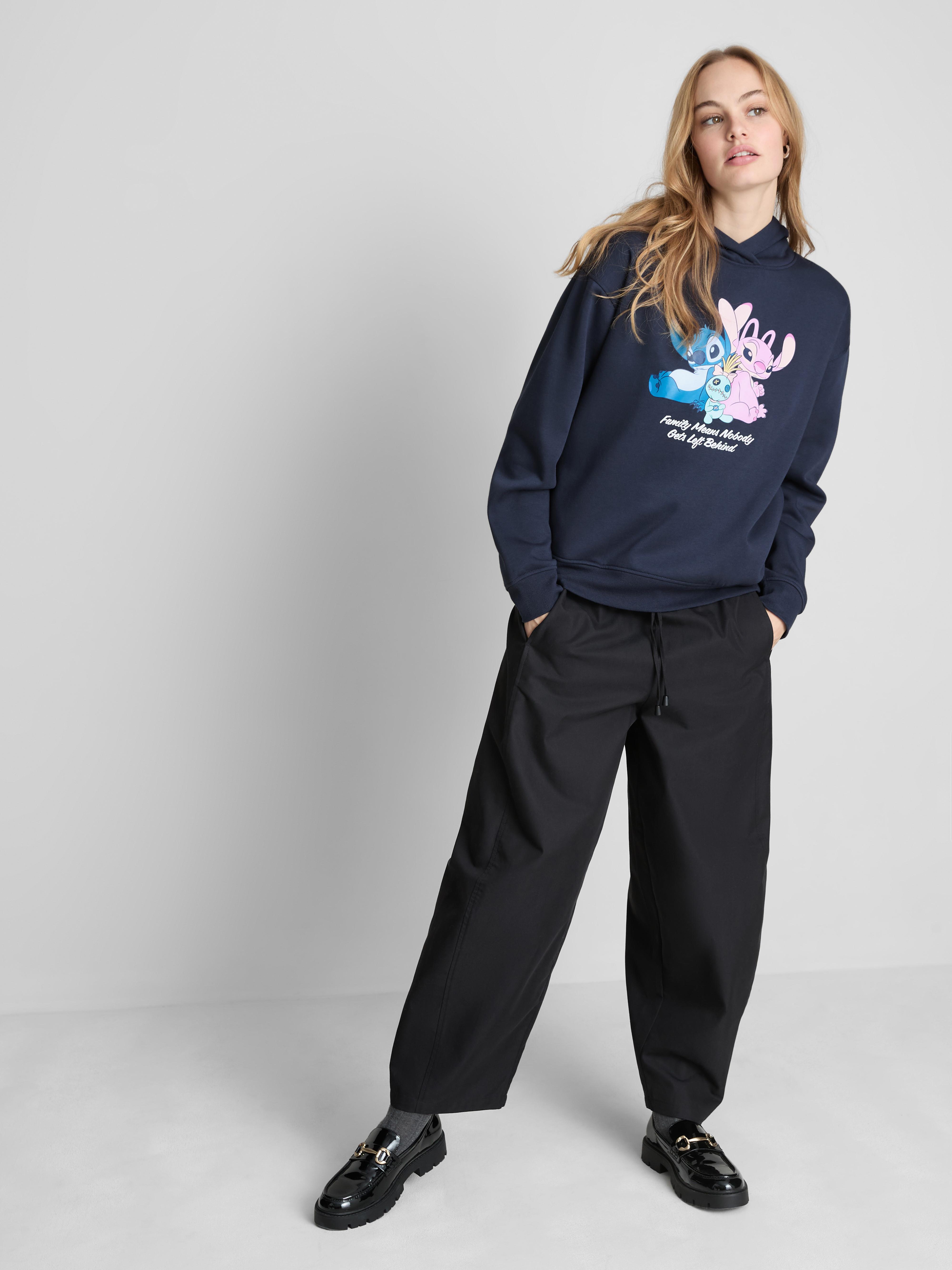 Women's Navy Disney’s Stitch And Angel Cotton-Blend Hoodie