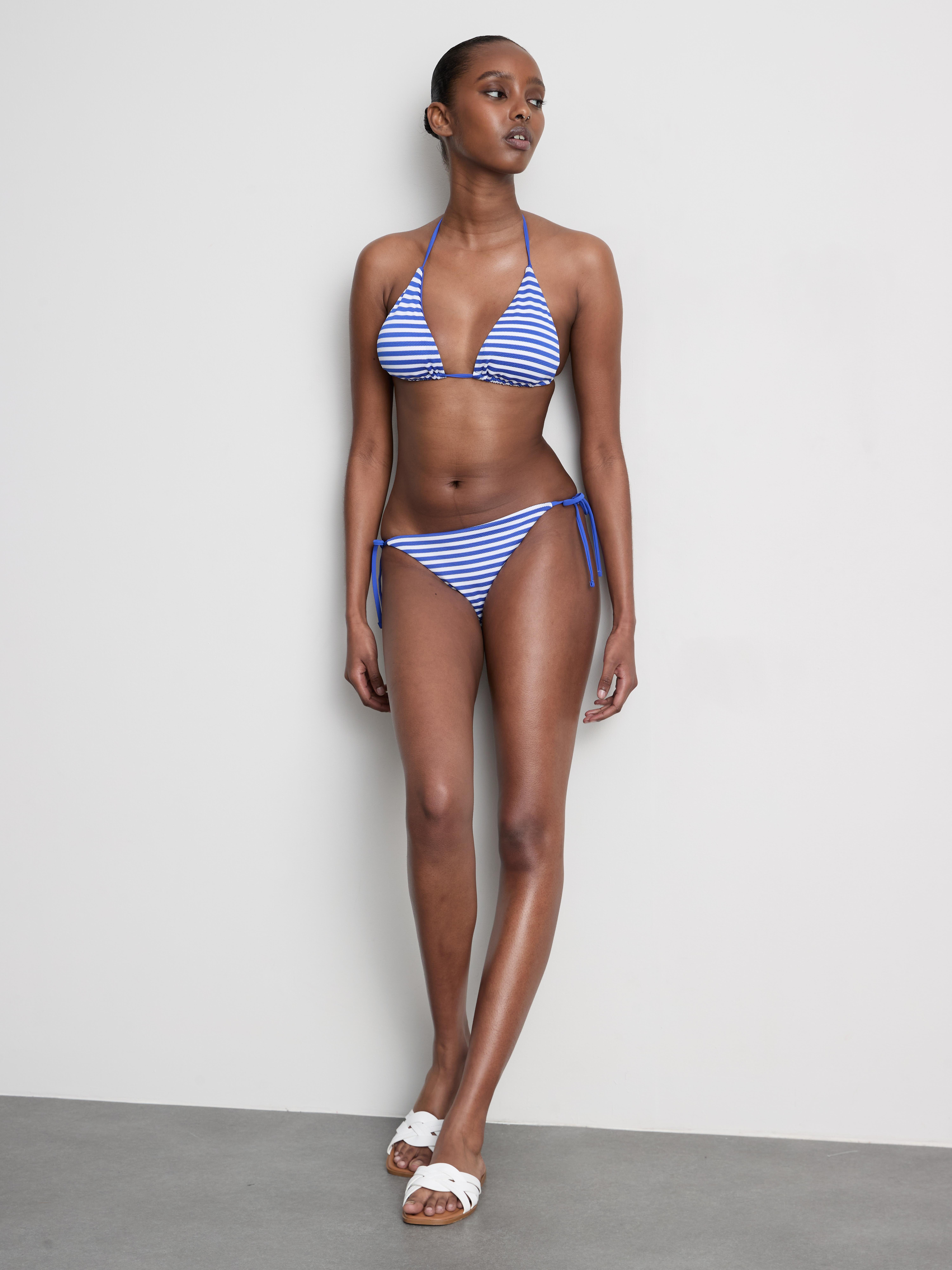 Striped Ribbed Tie Side Bikini Bottoms