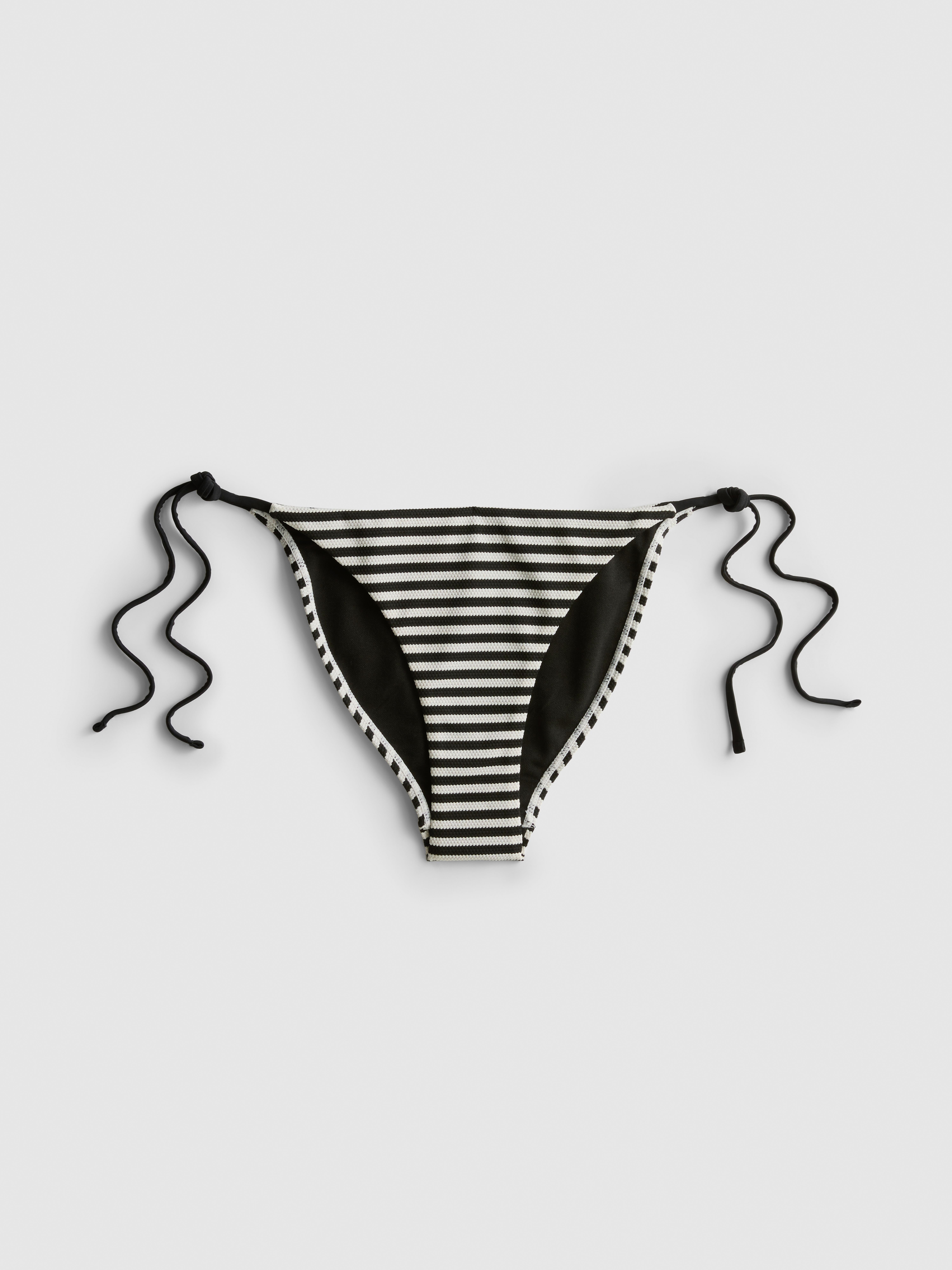 Striped Ribbed Tie Side Bikini Bottoms