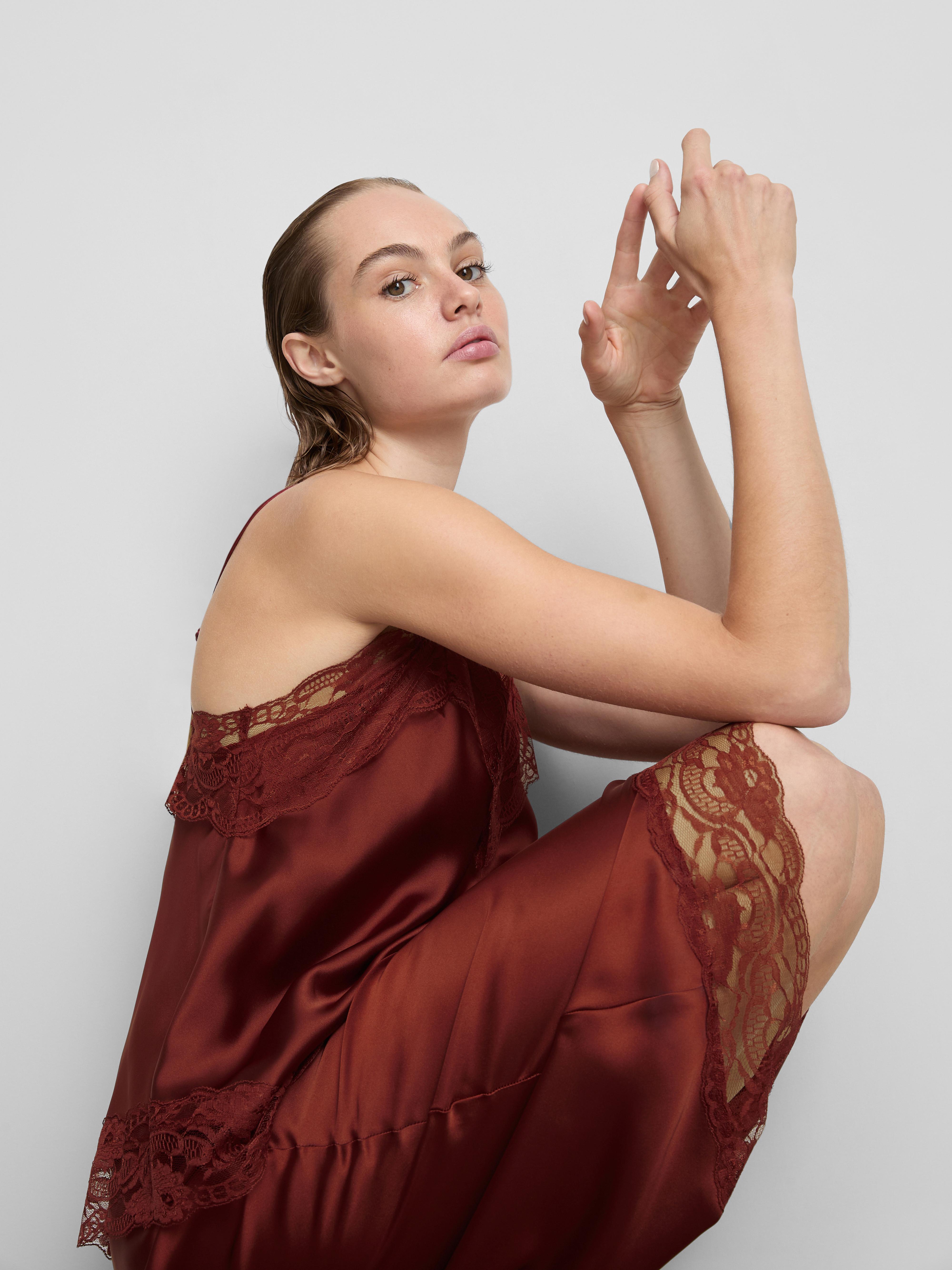 Asymmetric Satin Lace Cami