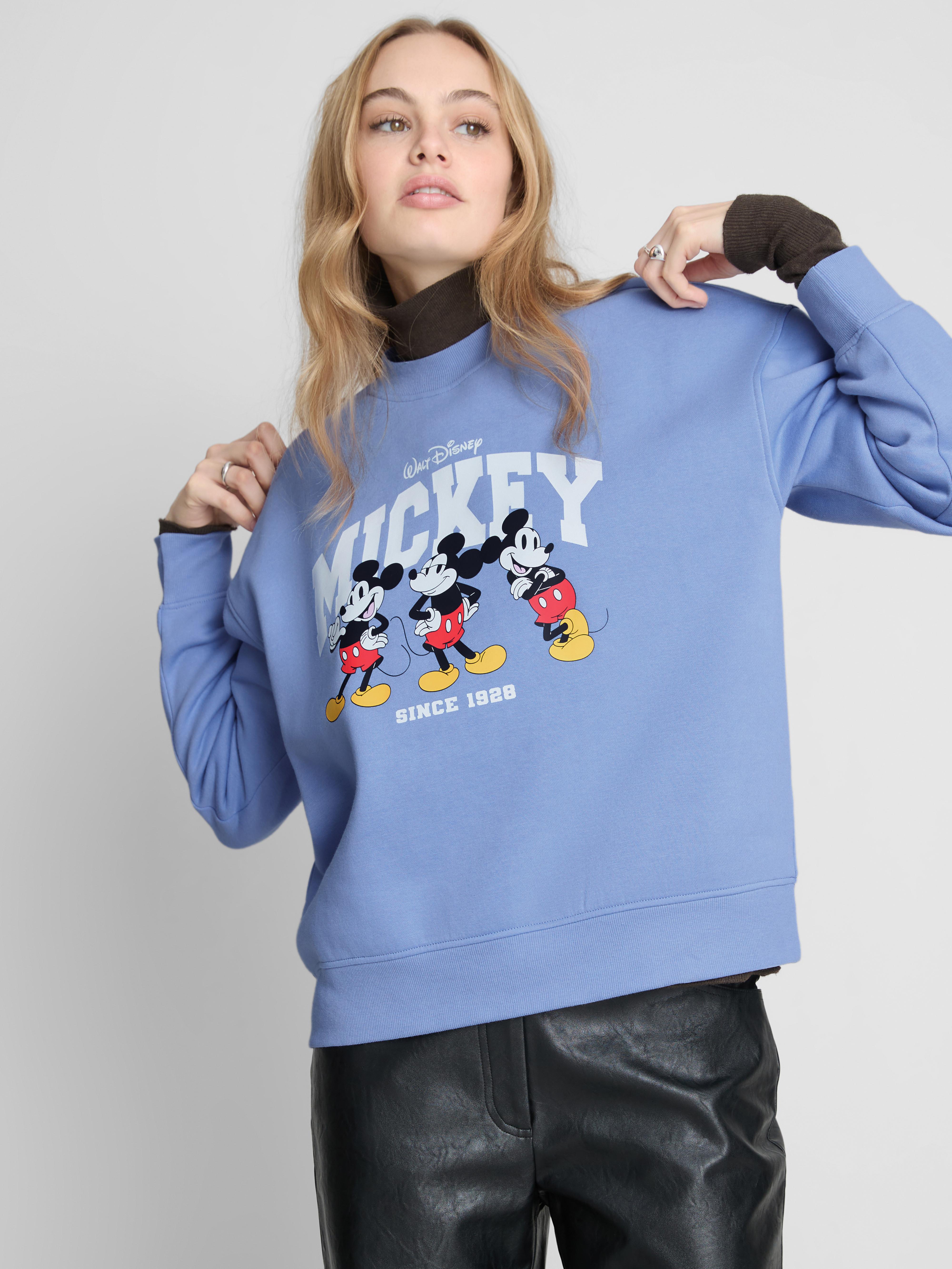 Women's Blue Disney’s Mickey Mouse Cotton-Blend Sweatshirt