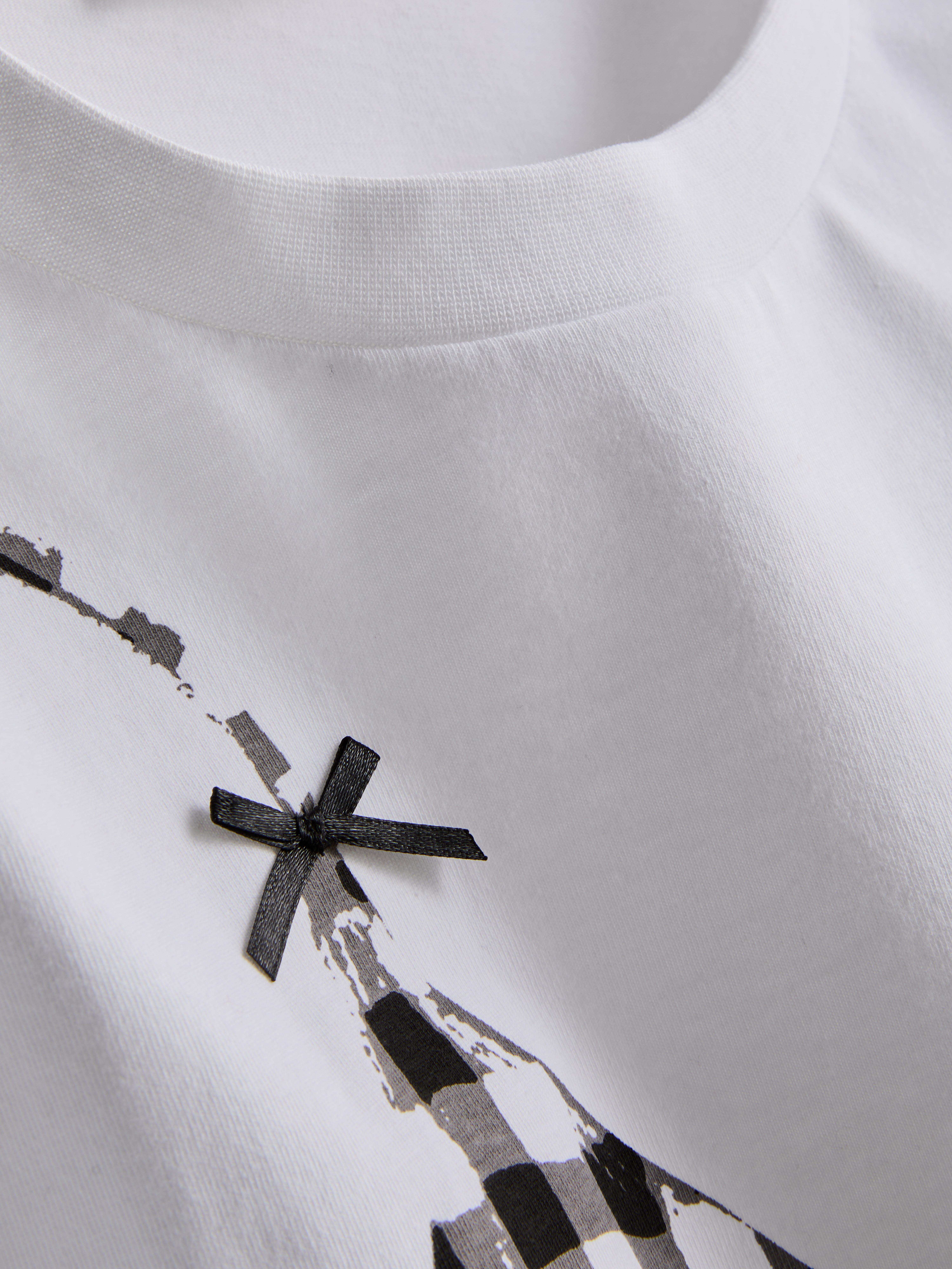 Cotton Gingham Print Graphic Tee