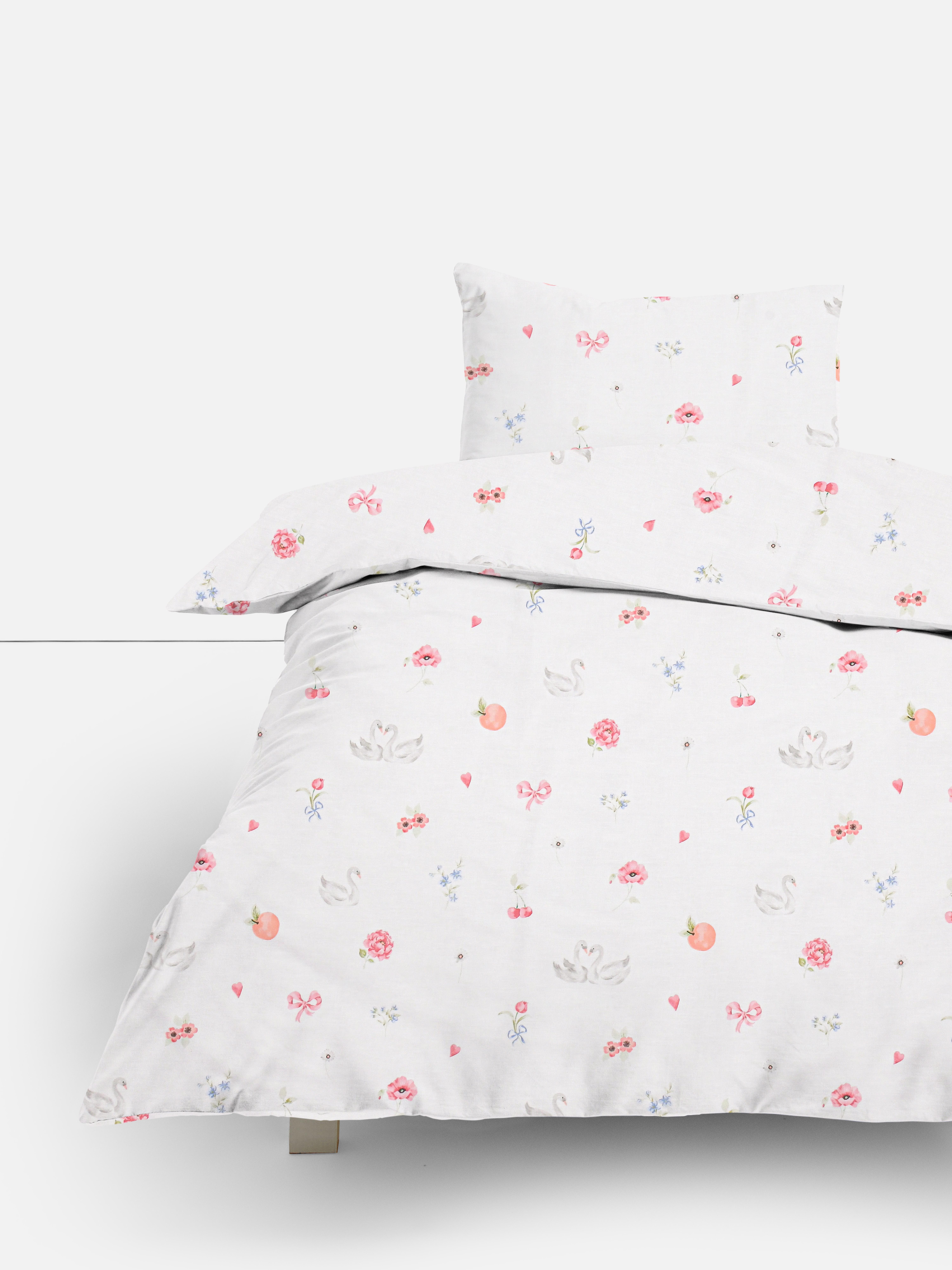 Conjunto capa edredão solteiro cisnes