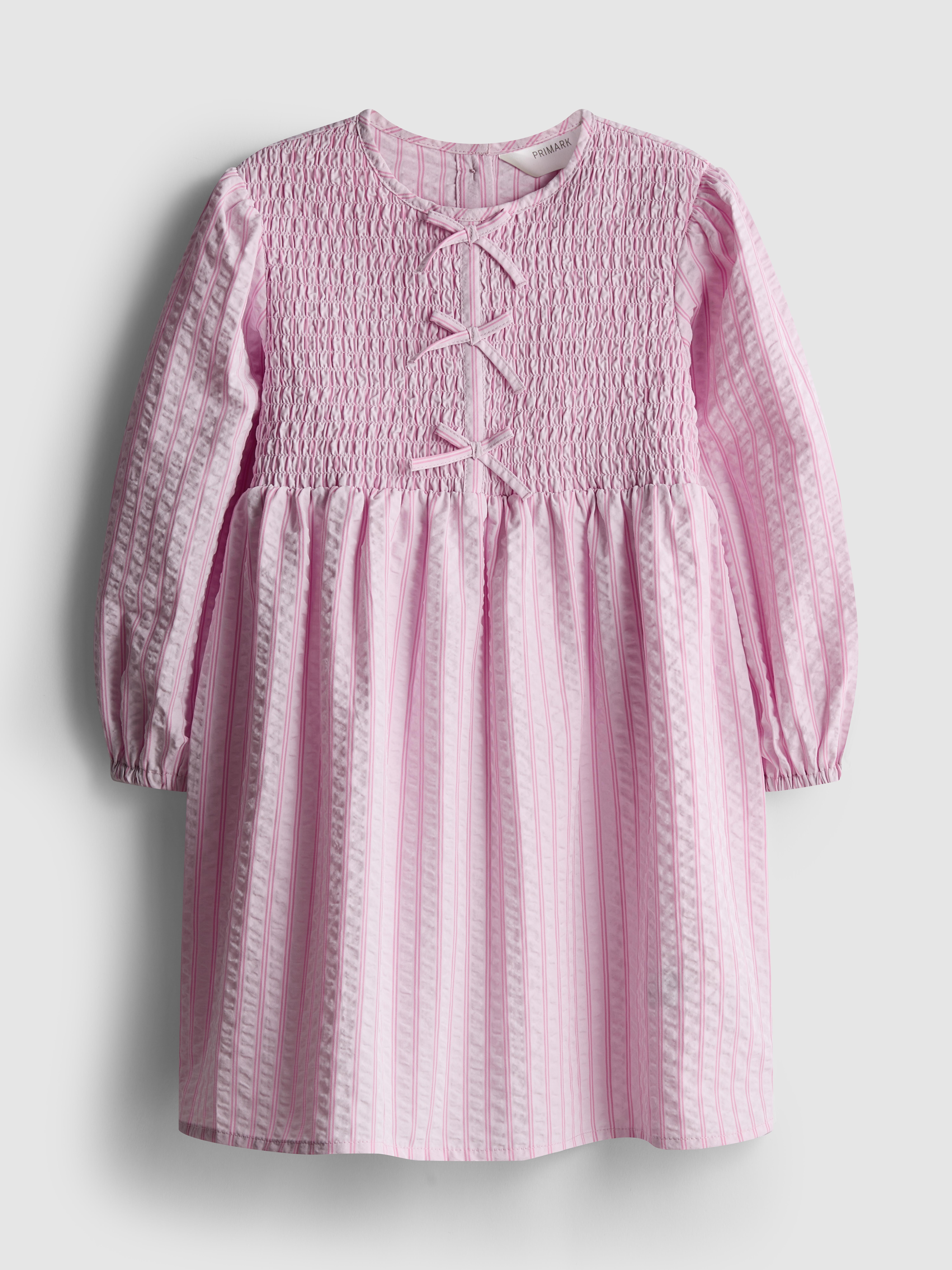 Girls Pink 1.5-8yrs | Seersucker Bow Dress