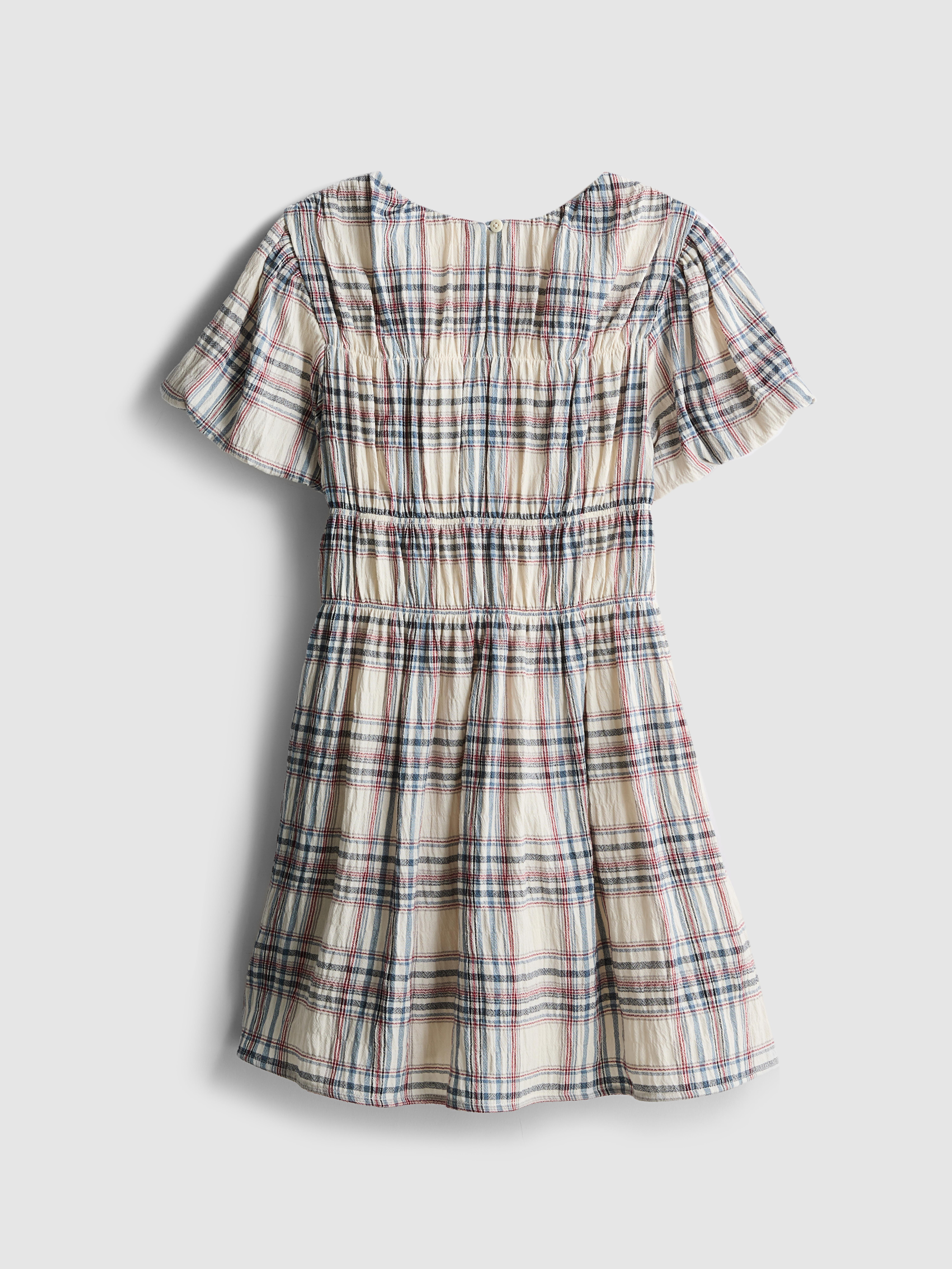 Girls Multi 7-15yrs | Check Shirred Dress