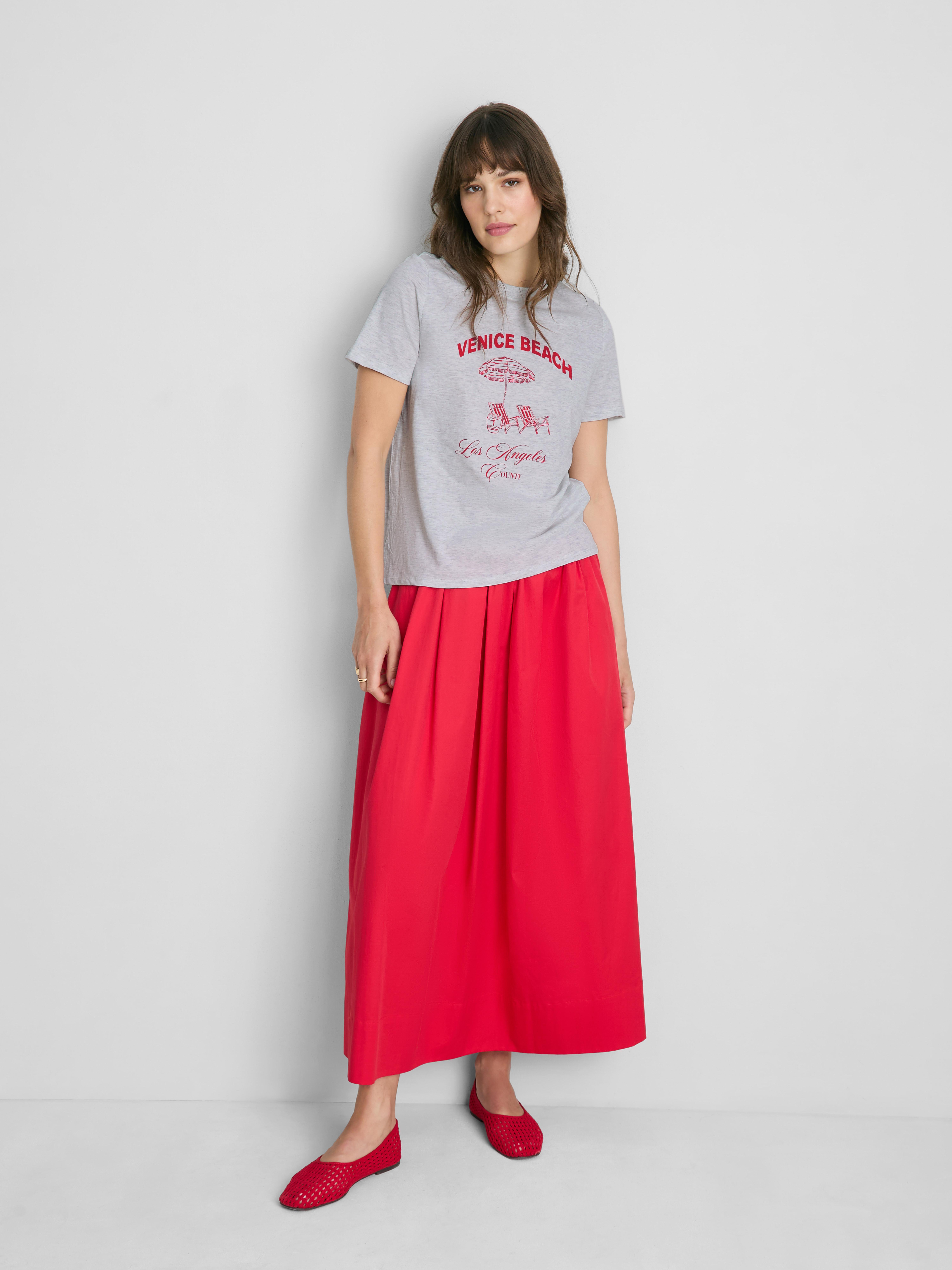 T-shirt van puur katoen met print Lichtrood