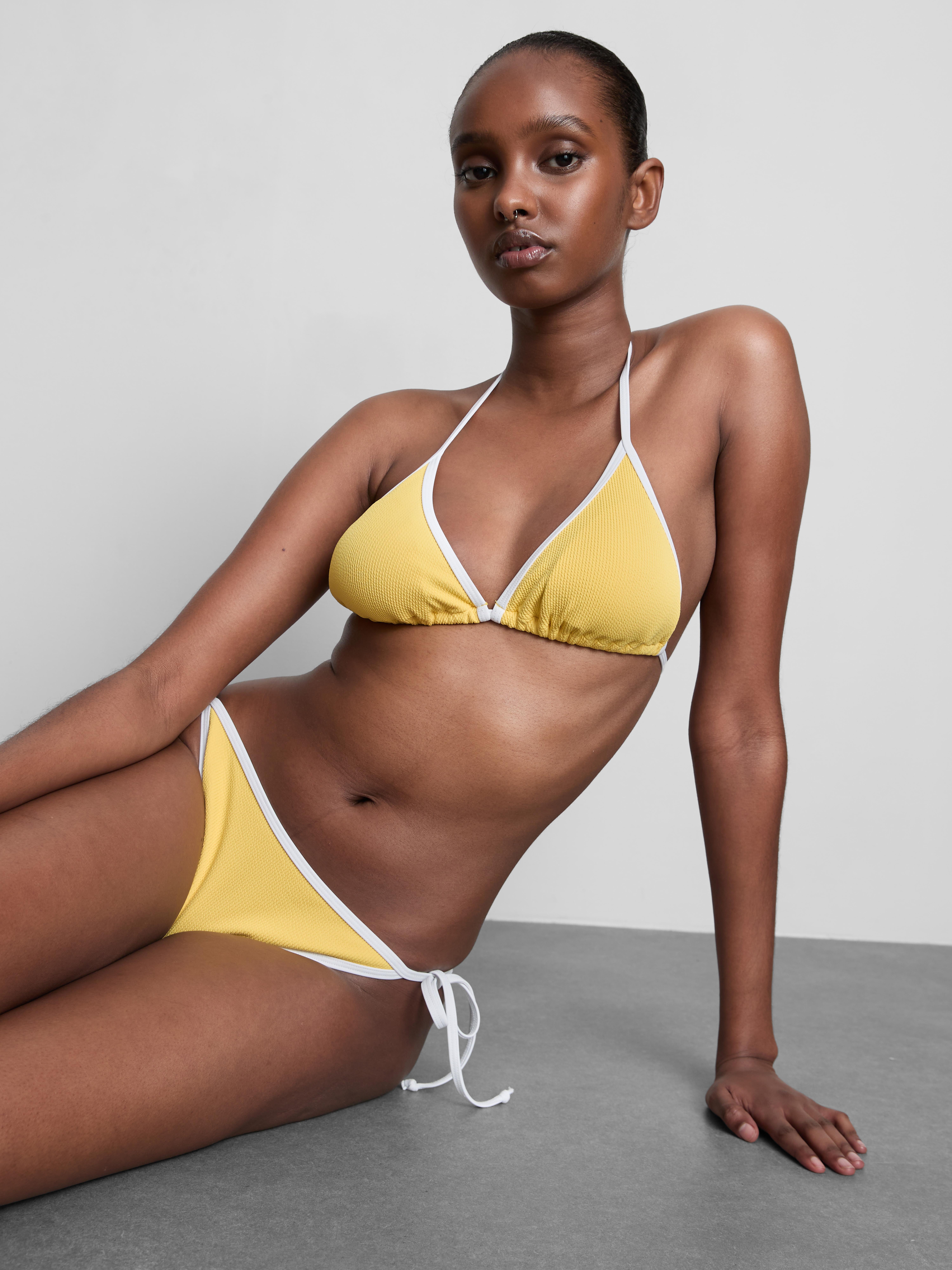 Crinkle Contrast Triangle Bikini Top