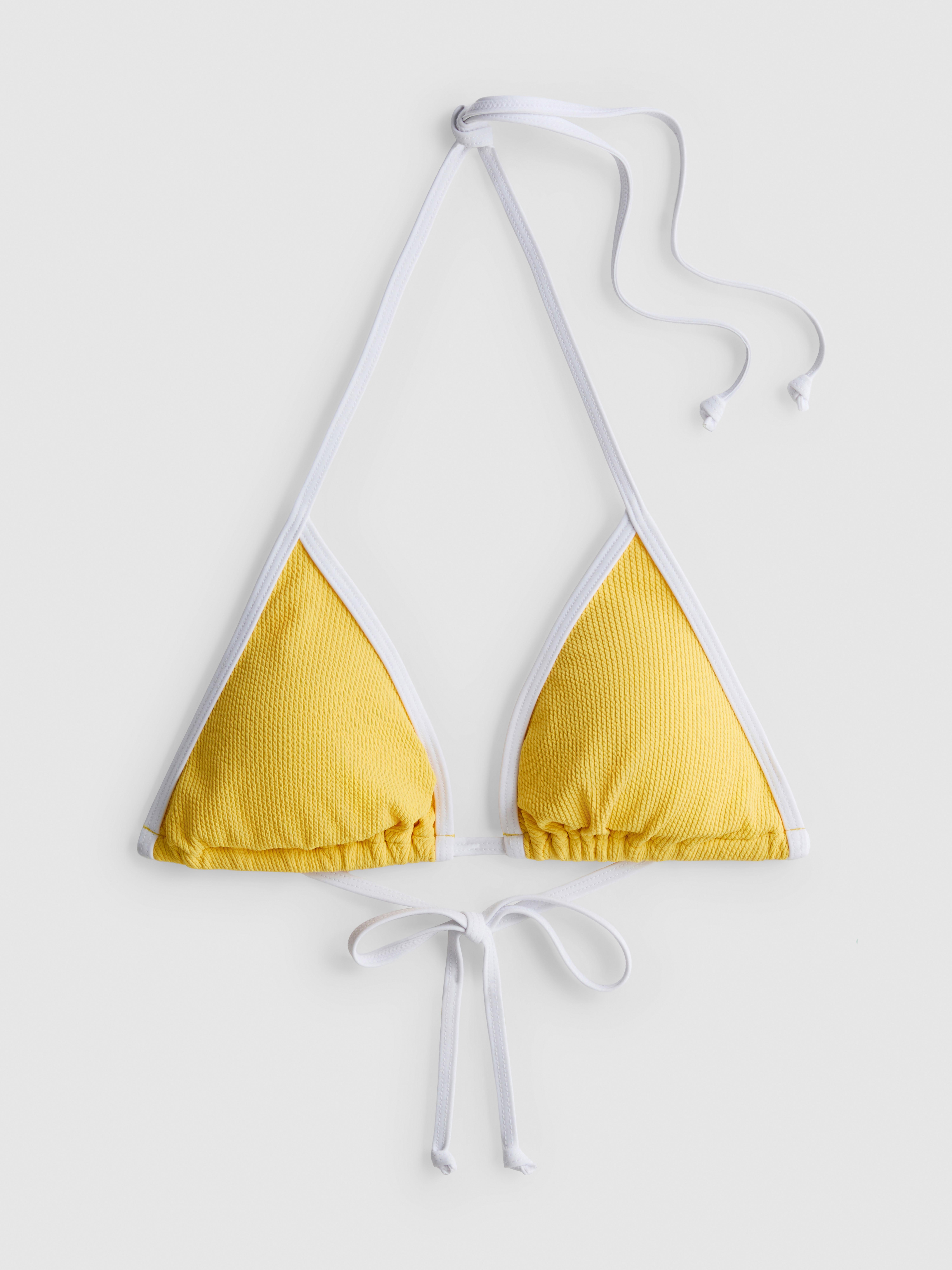 Crinkle Contrast Triangle Bikini Top