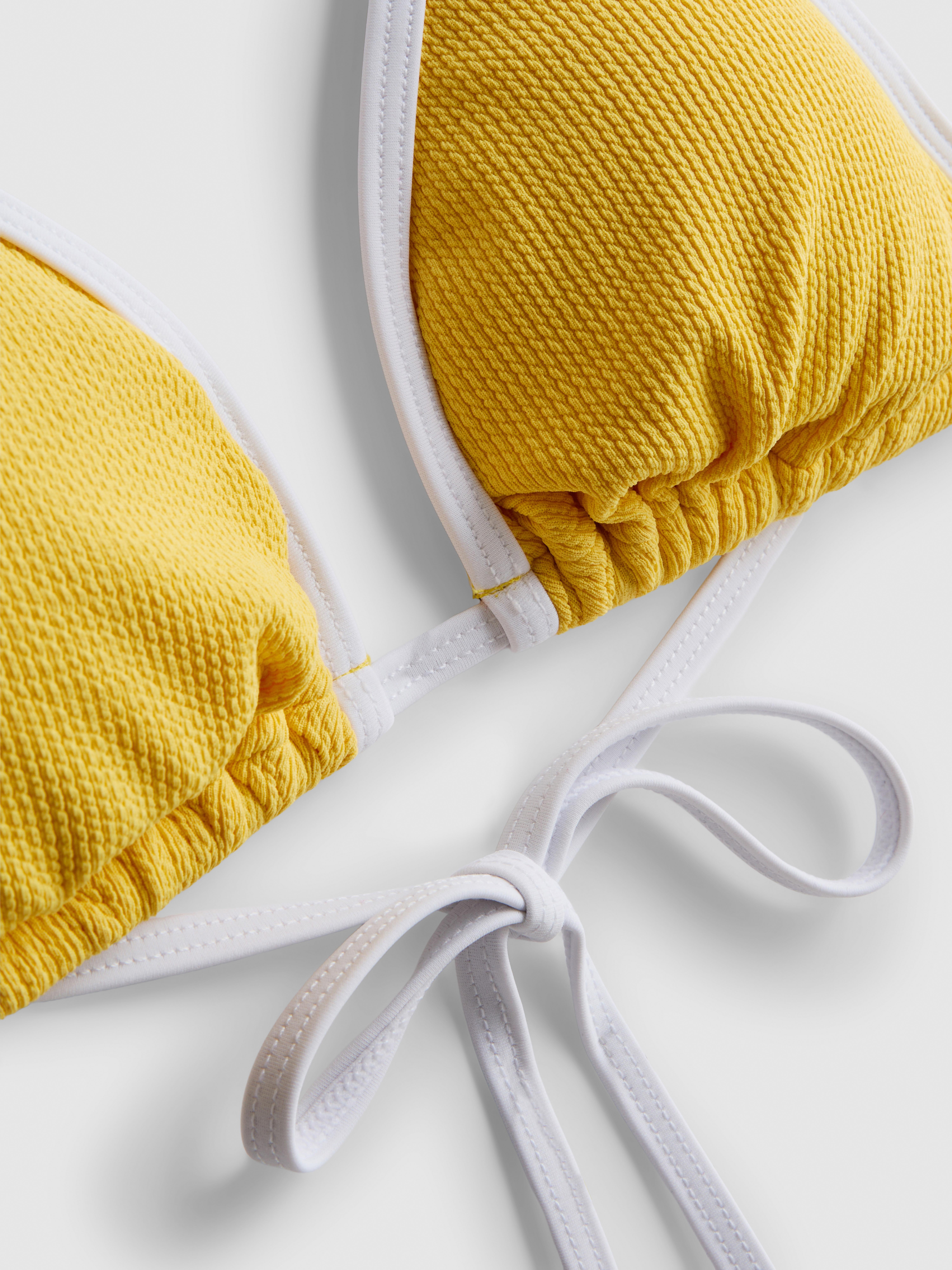 Crinkle Contrast Triangle Bikini Top