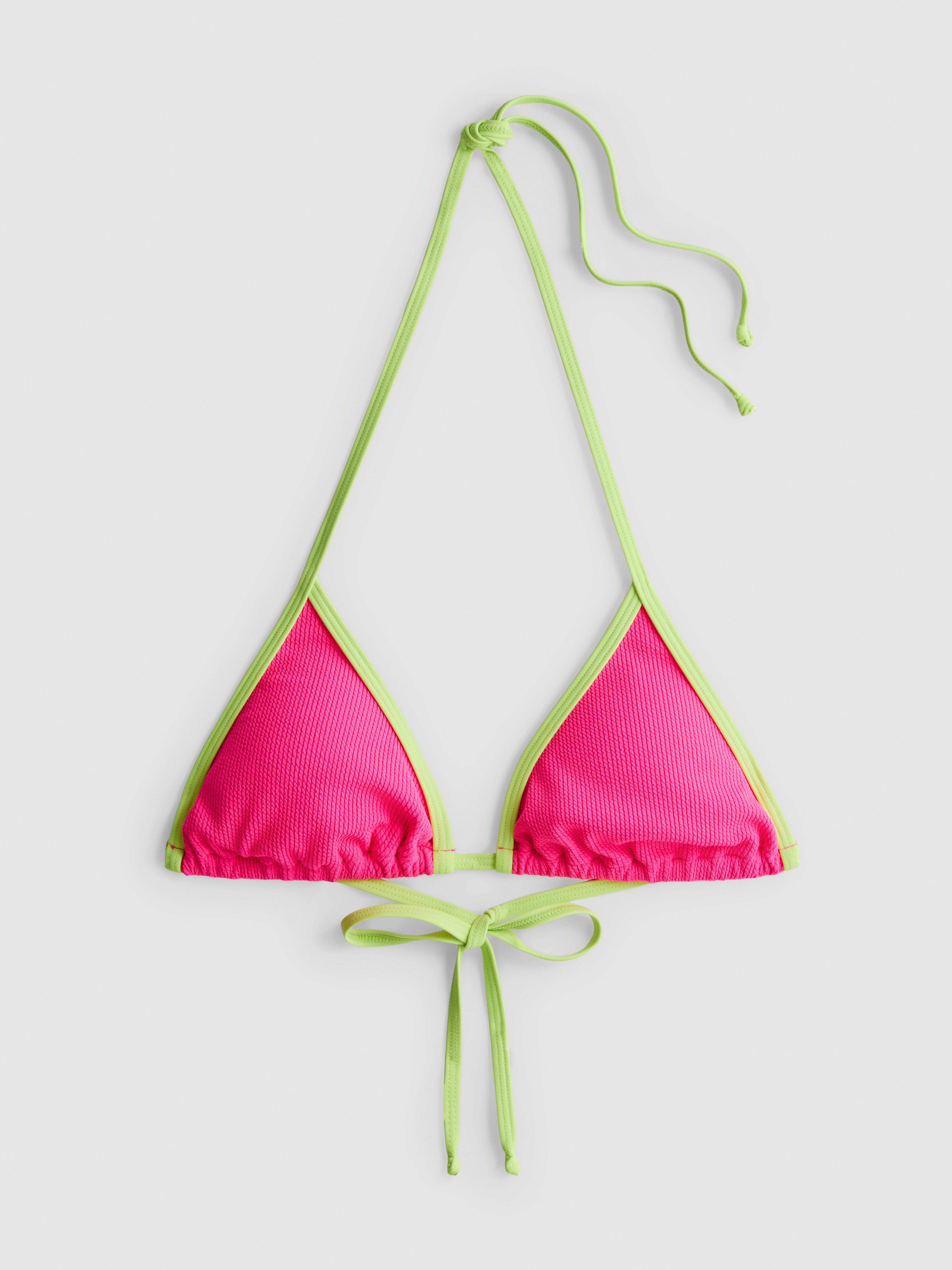 Crinkle Contrast Triangle Bikini Top