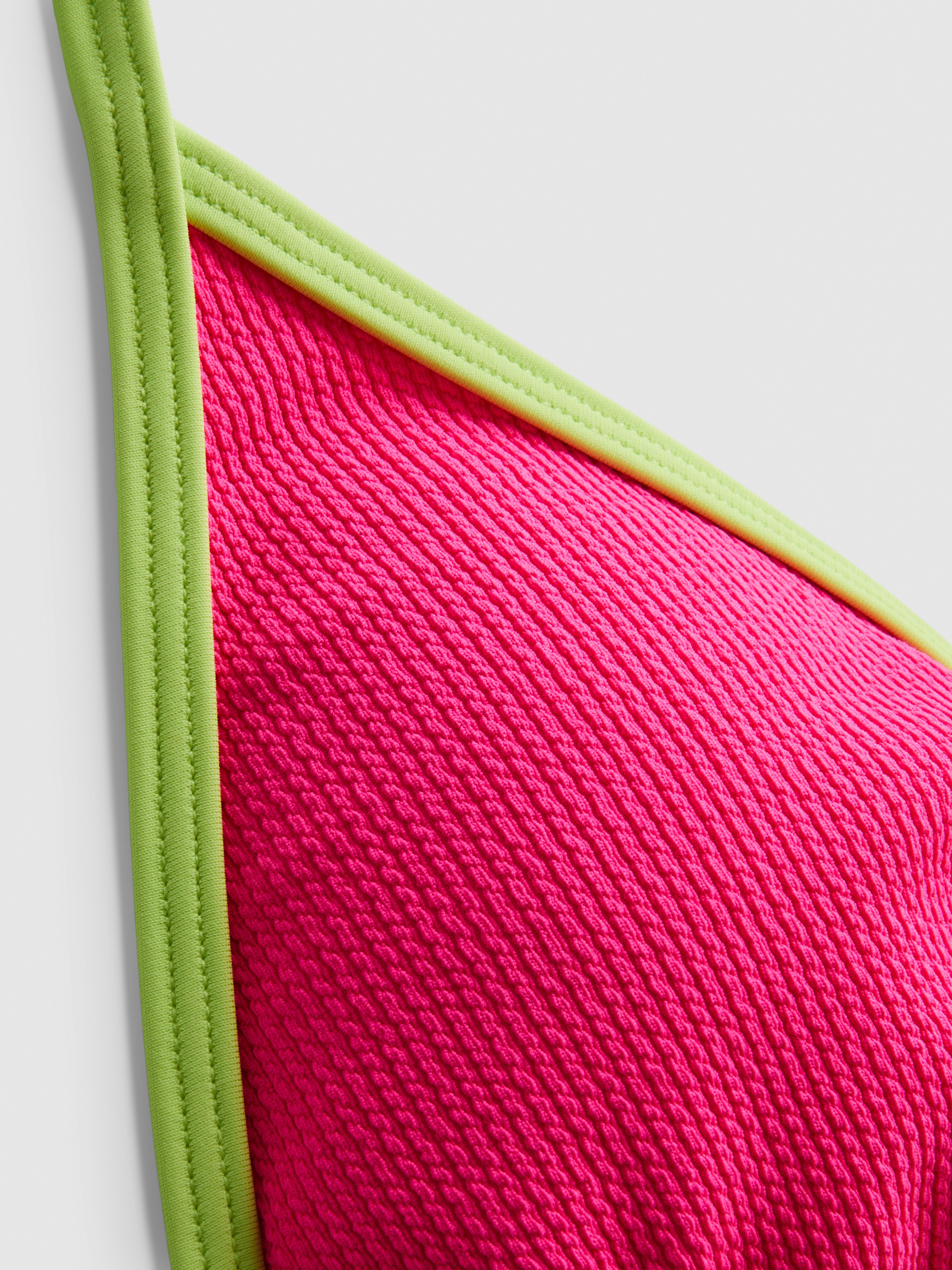 Crinkle Contrast Triangle Bikini Top