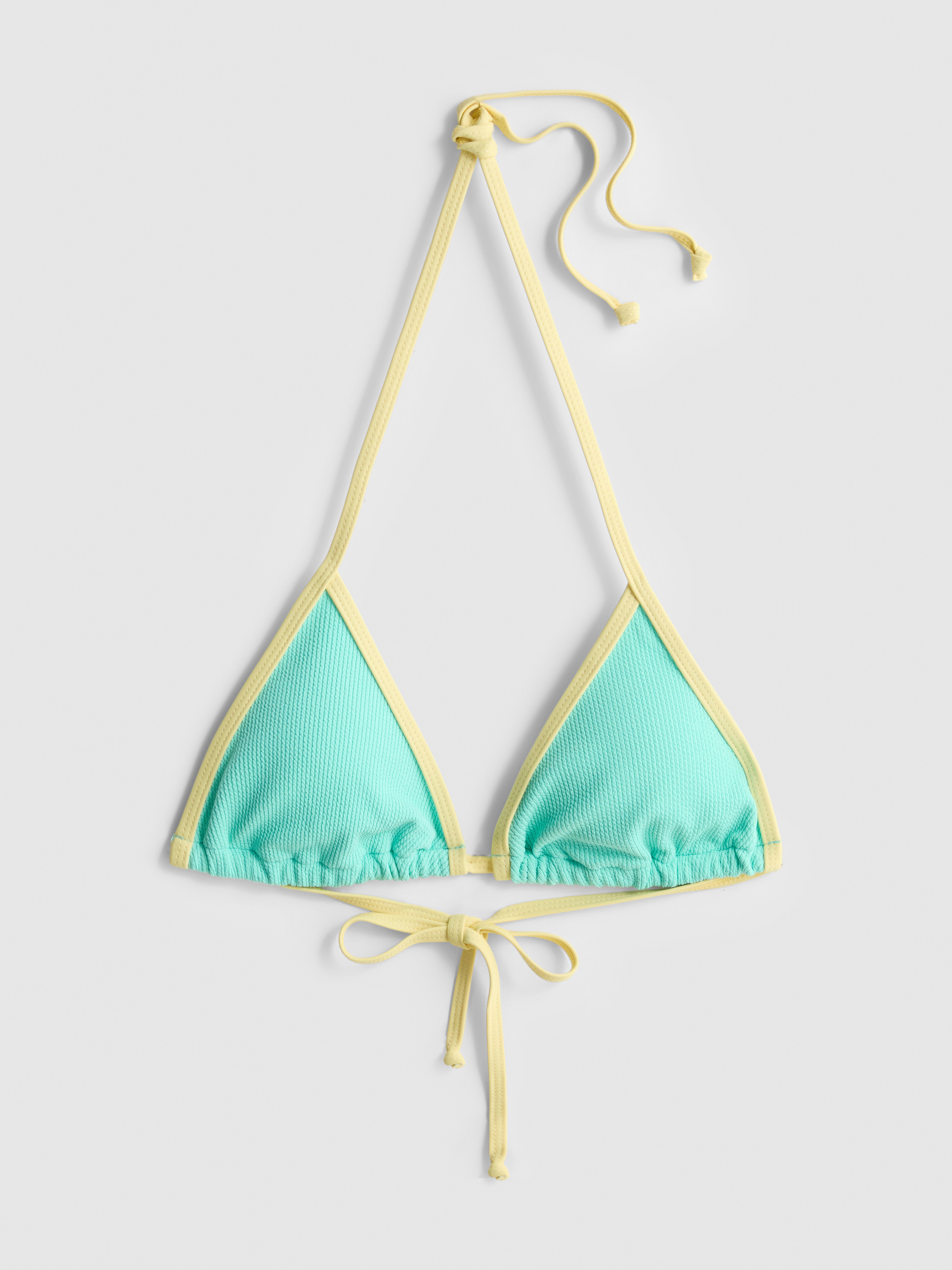 Crinkle Contrast Triangle Bikini Top