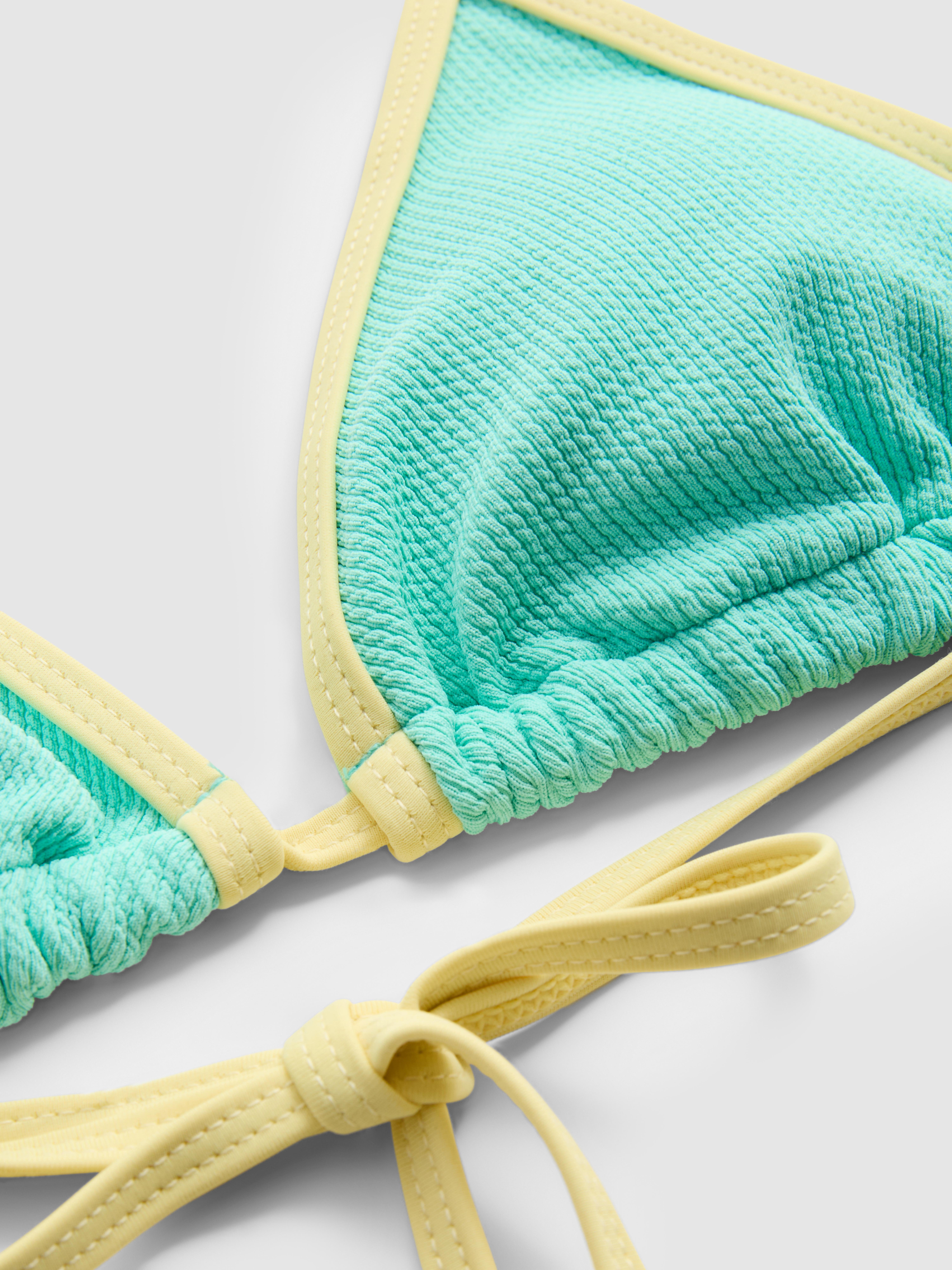 Crinkle Contrast Triangle Bikini Top