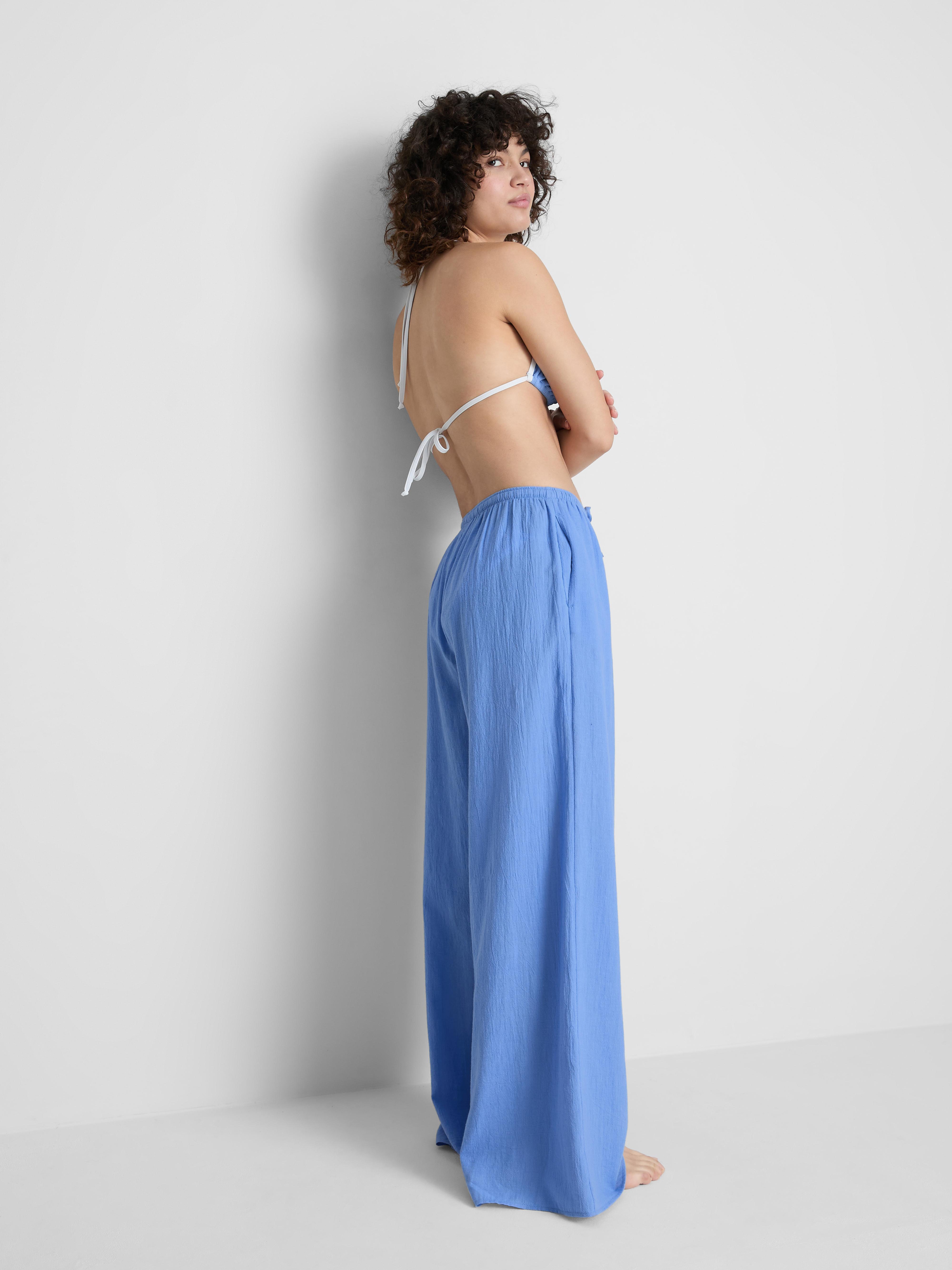 Women's Crinkle Contrast Triangle Bikini Top