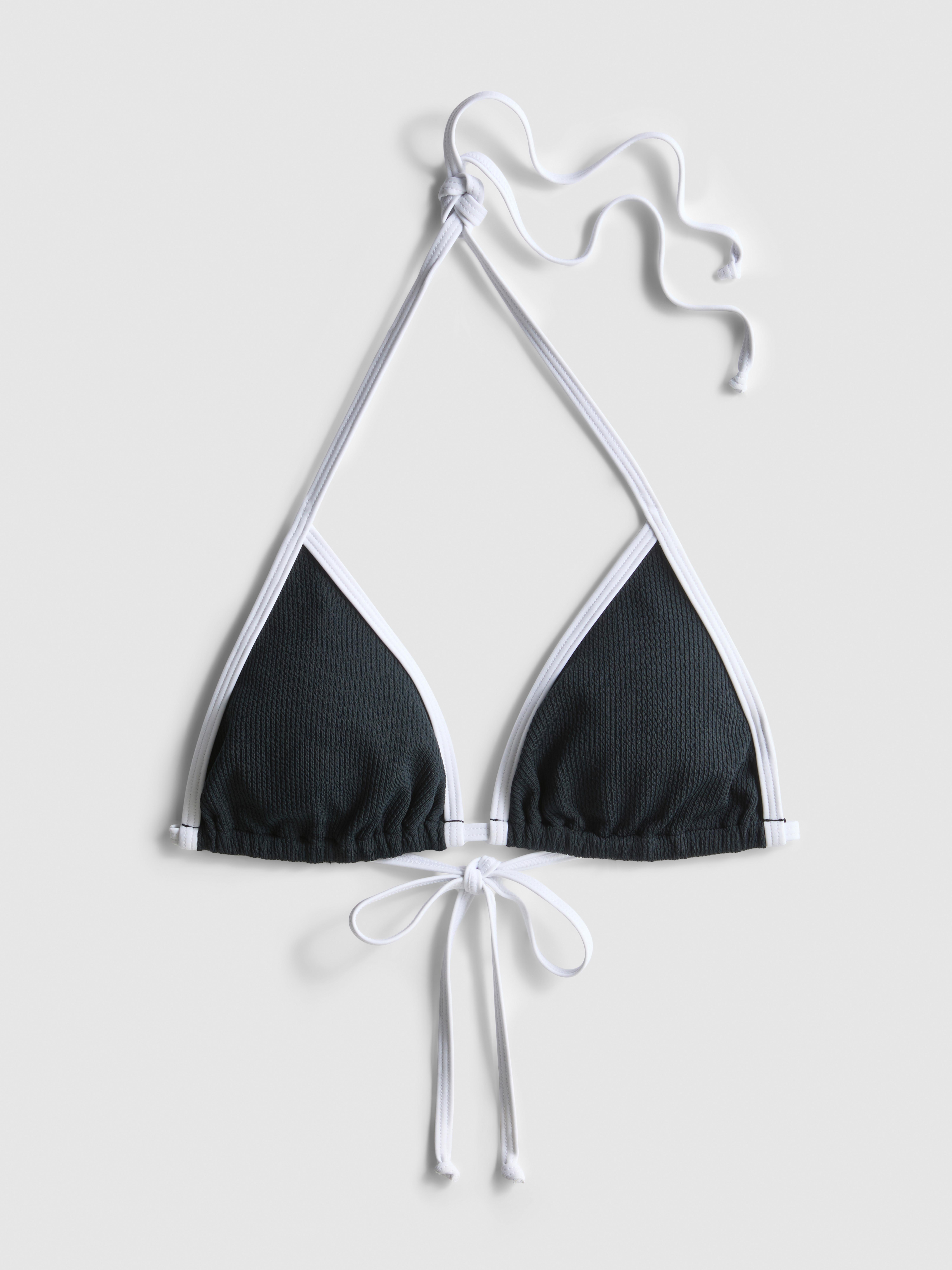Women's Crinkle Contrast Triangle Bikini Top