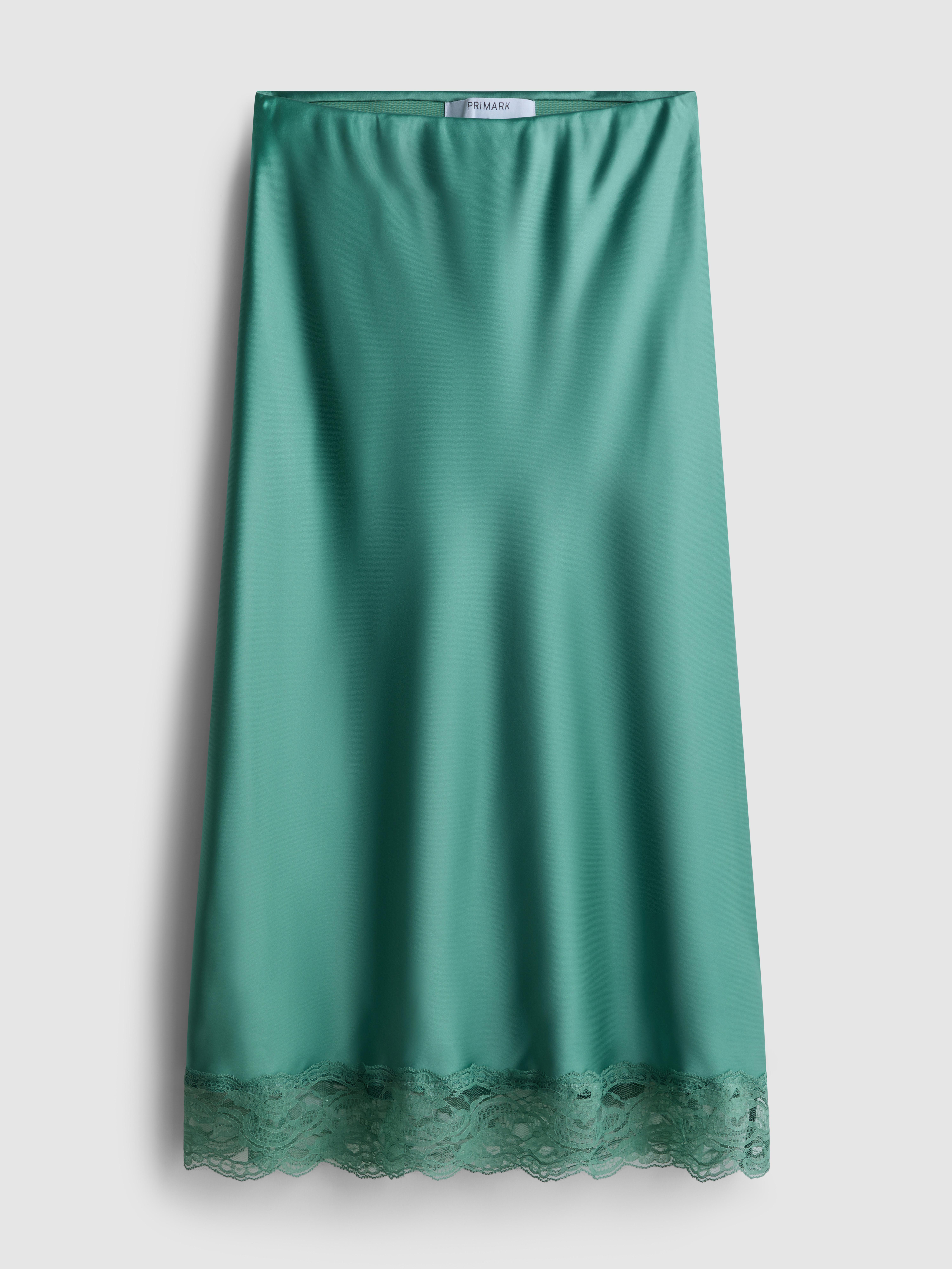 Satin Lace Midi Skirt