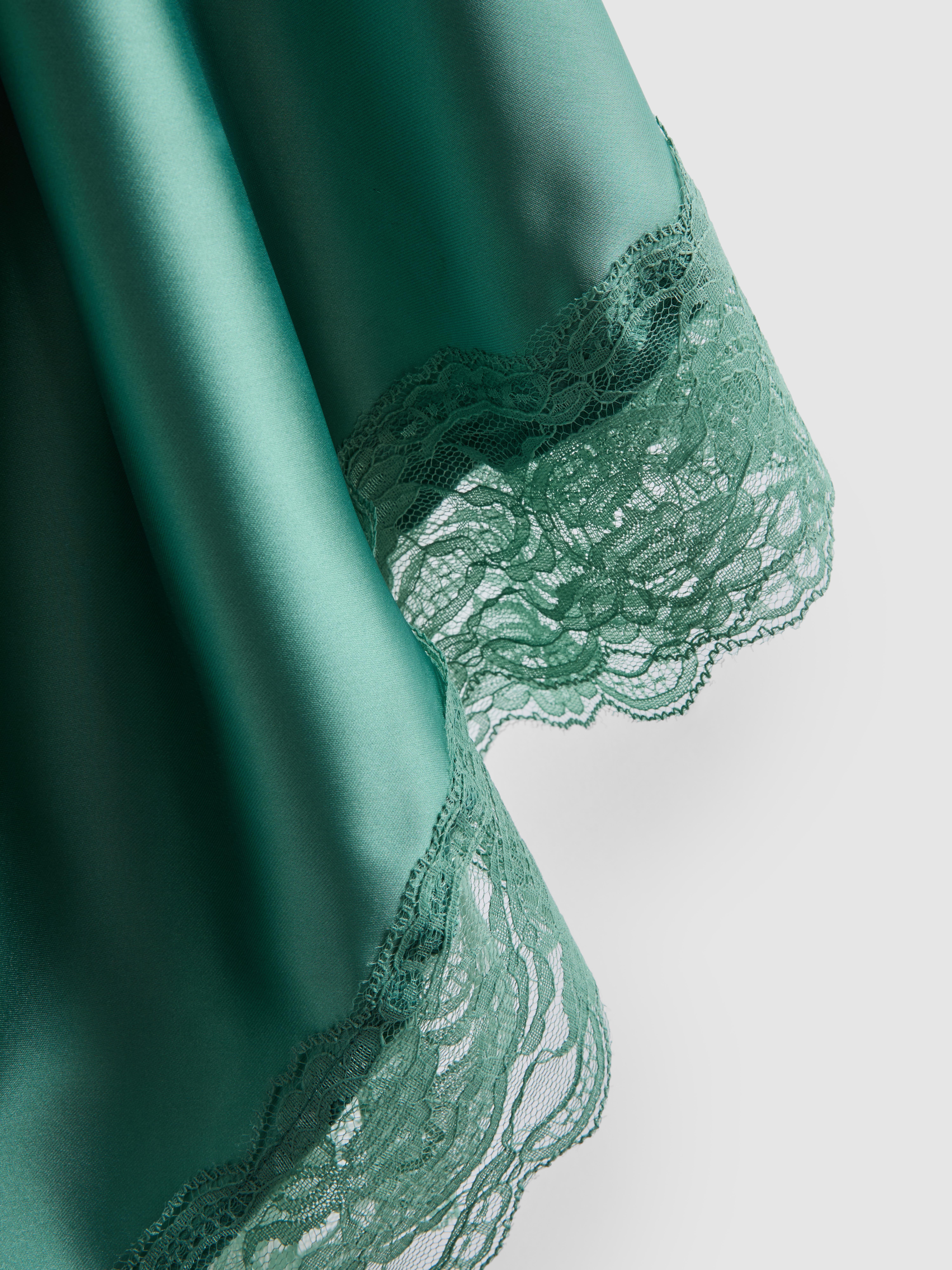 Satin Lace Midi Skirt