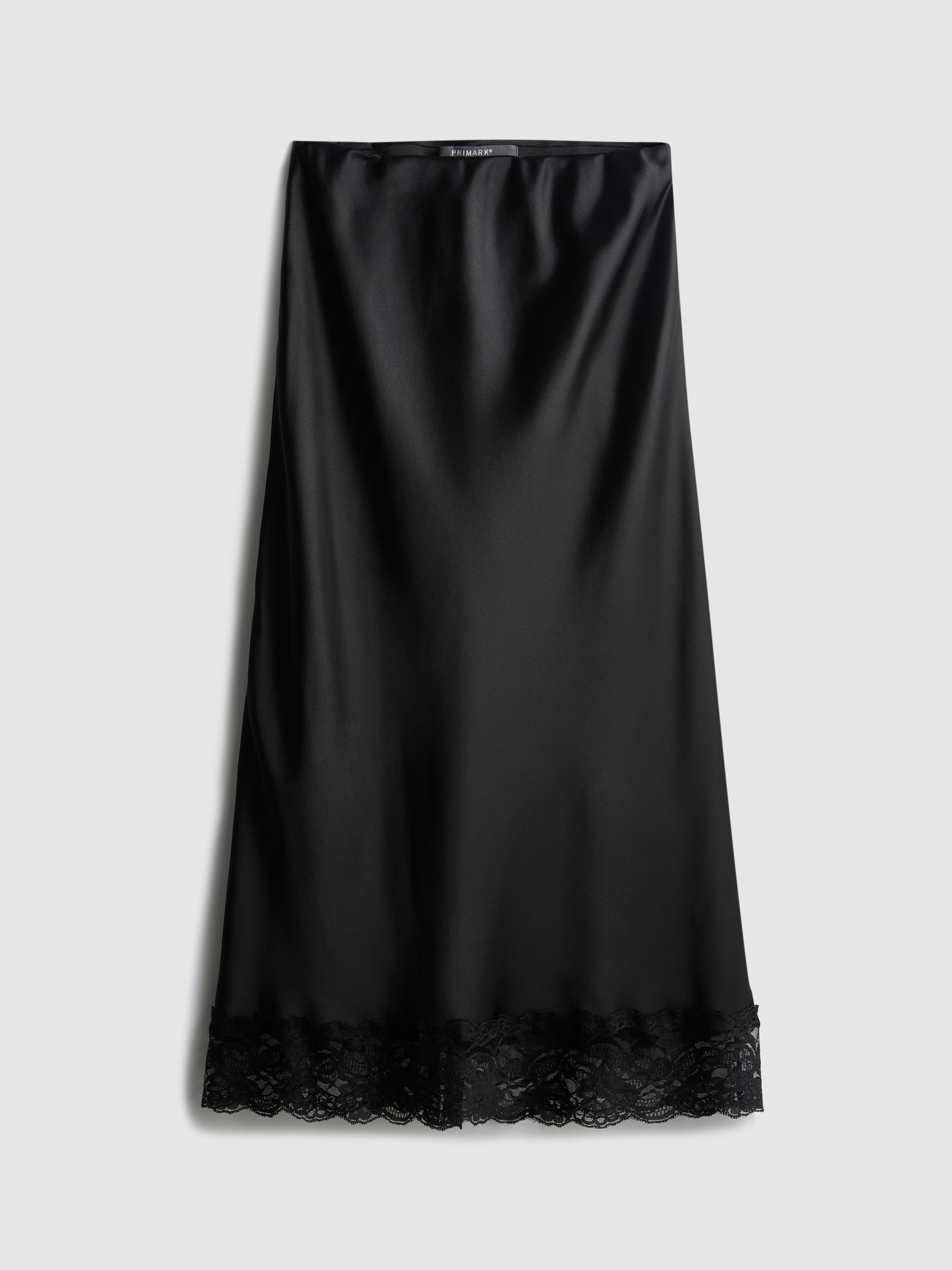 Satin Lace Midi Skirt