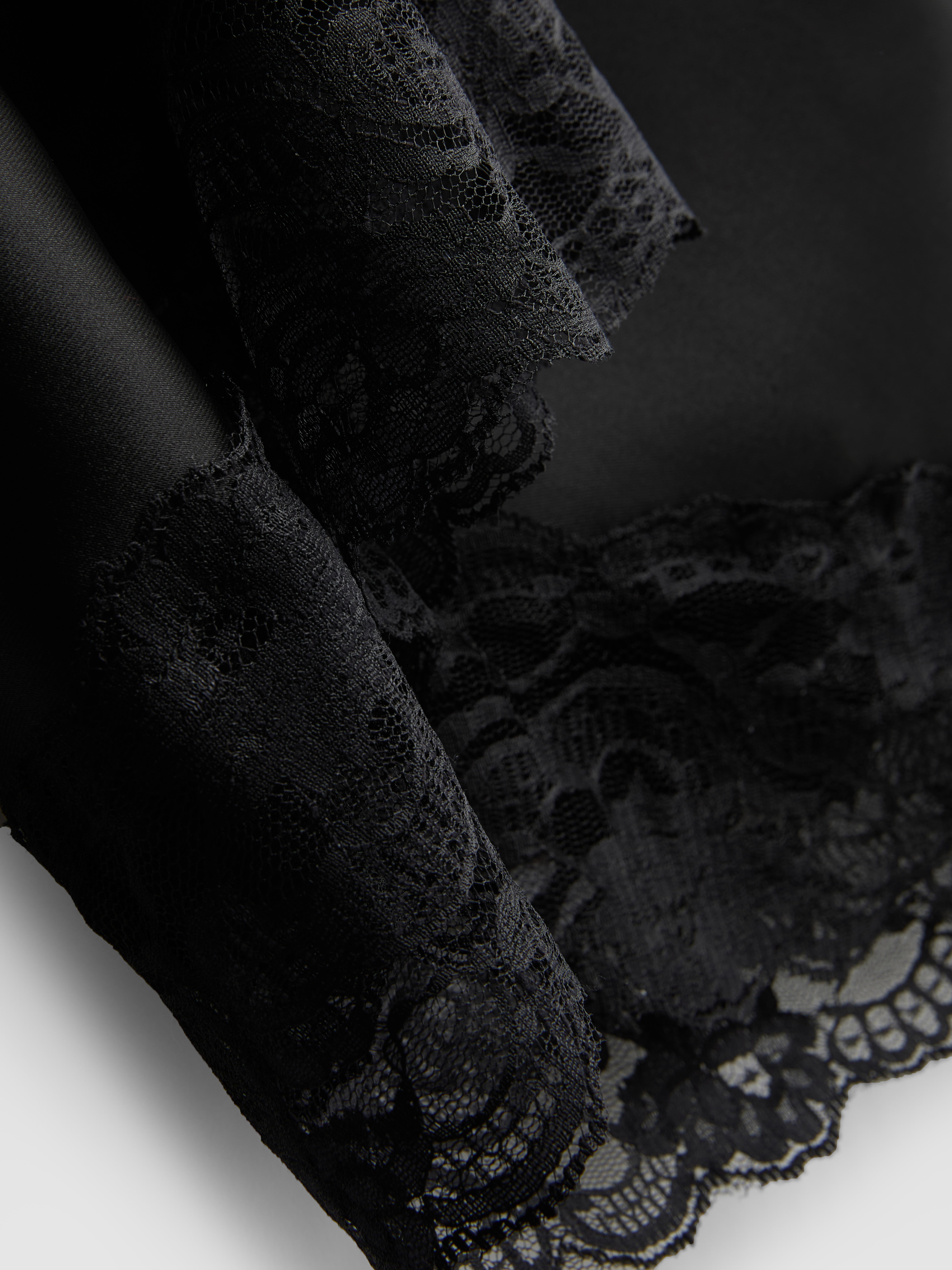 Satin Lace Midi Skirt