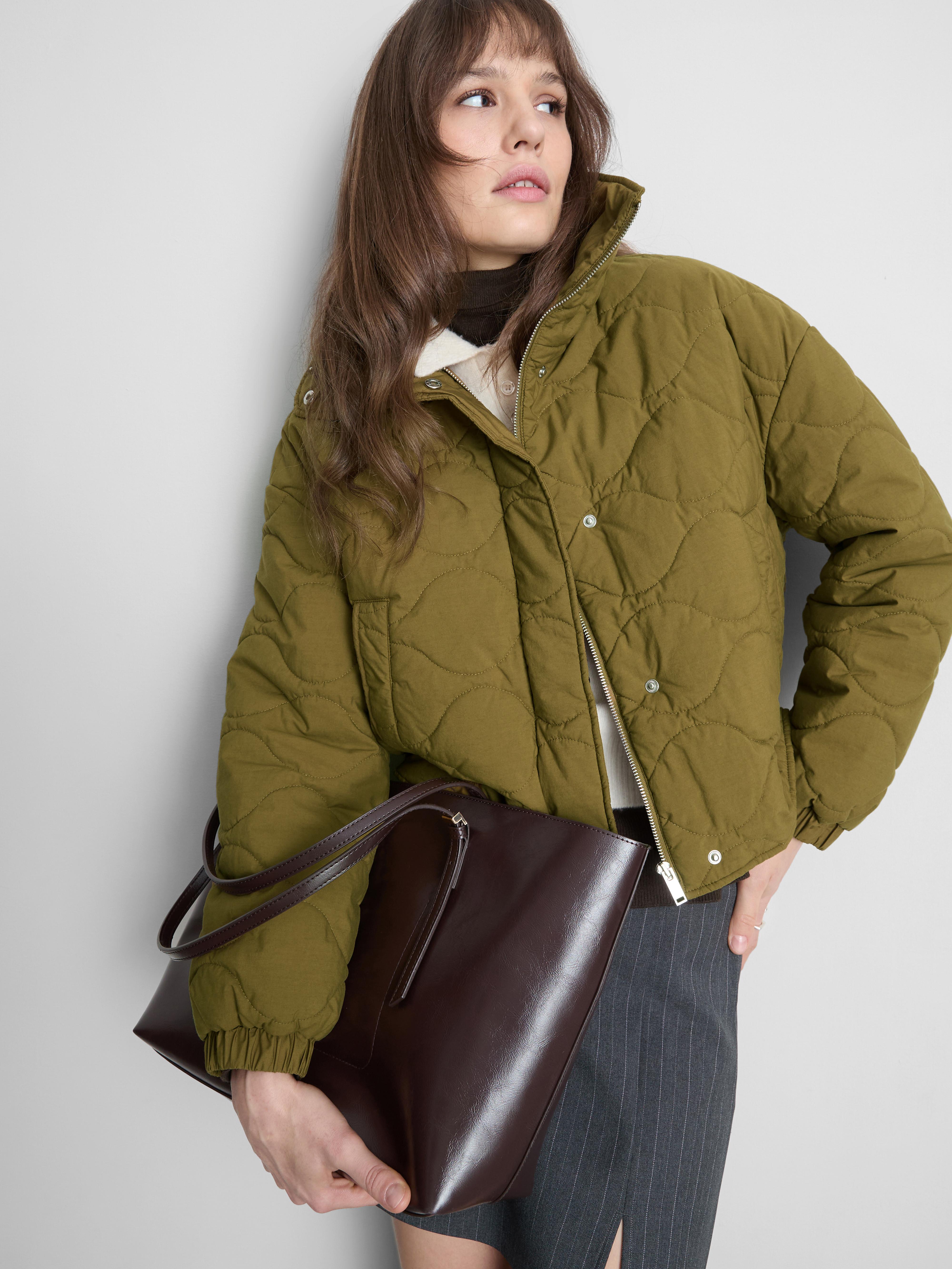 Quilted Collared Bomber Jacket