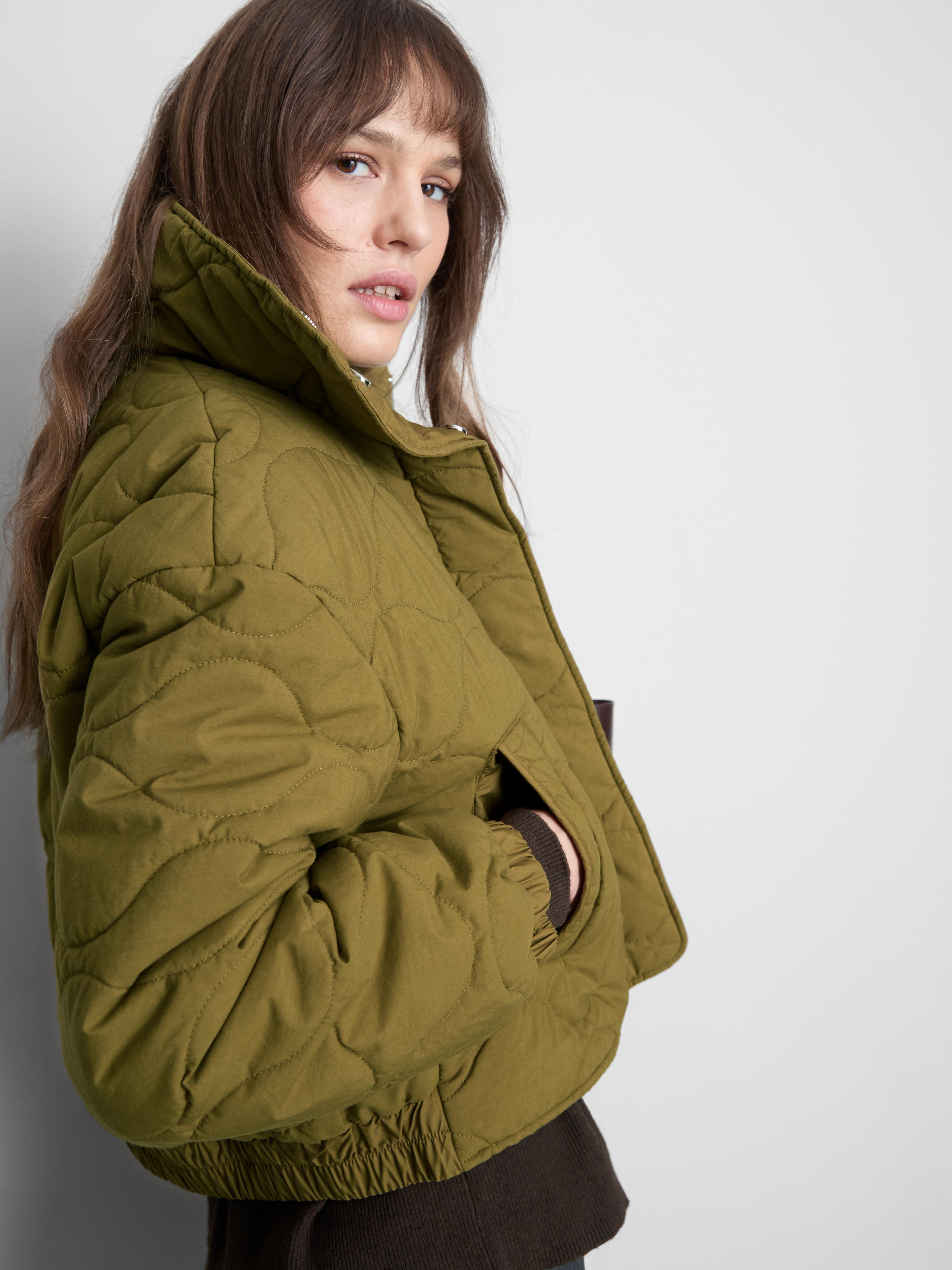 Quilted Collared Bomber Jacket