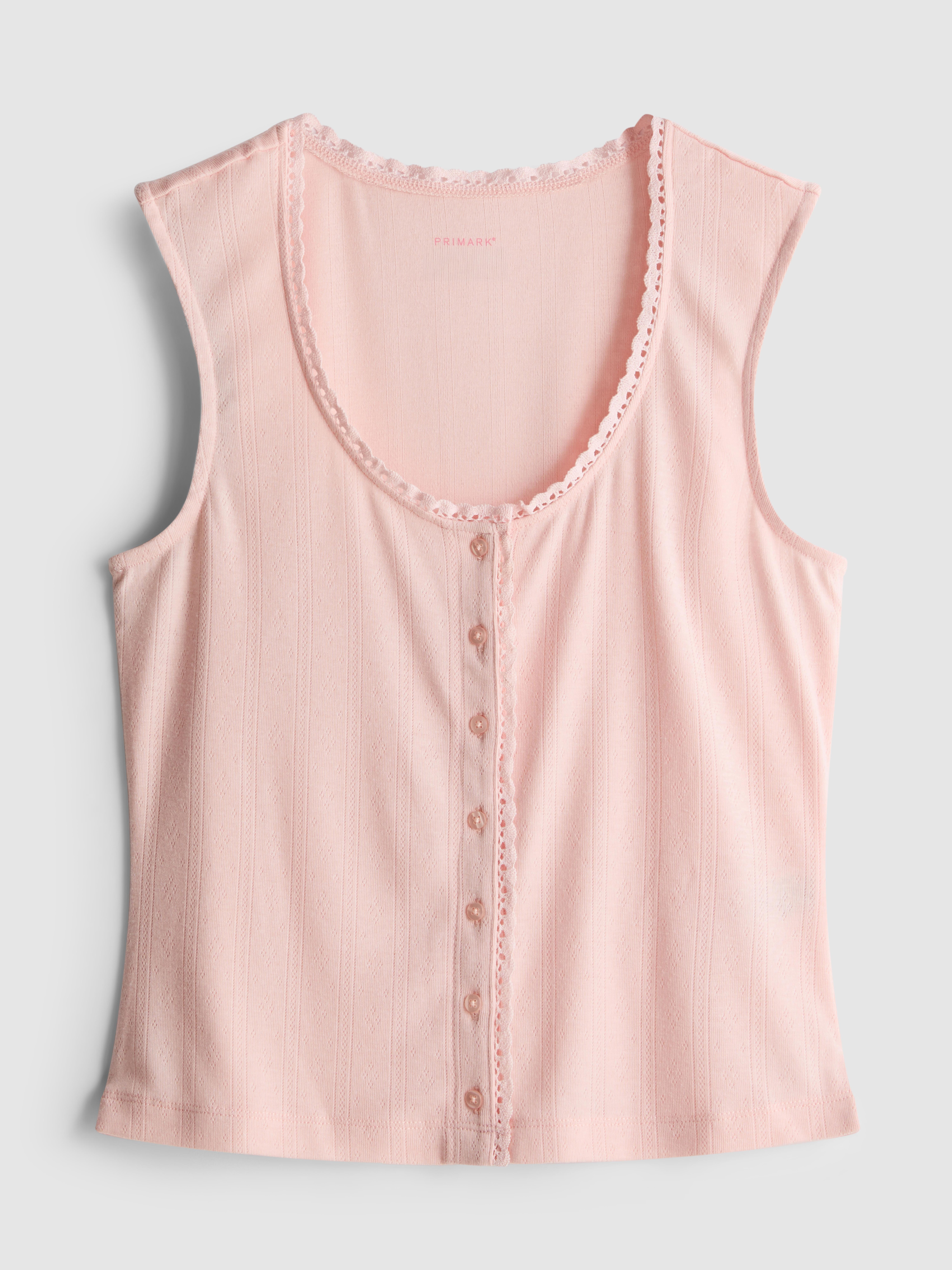 Top alças pijama renda malha geométrica