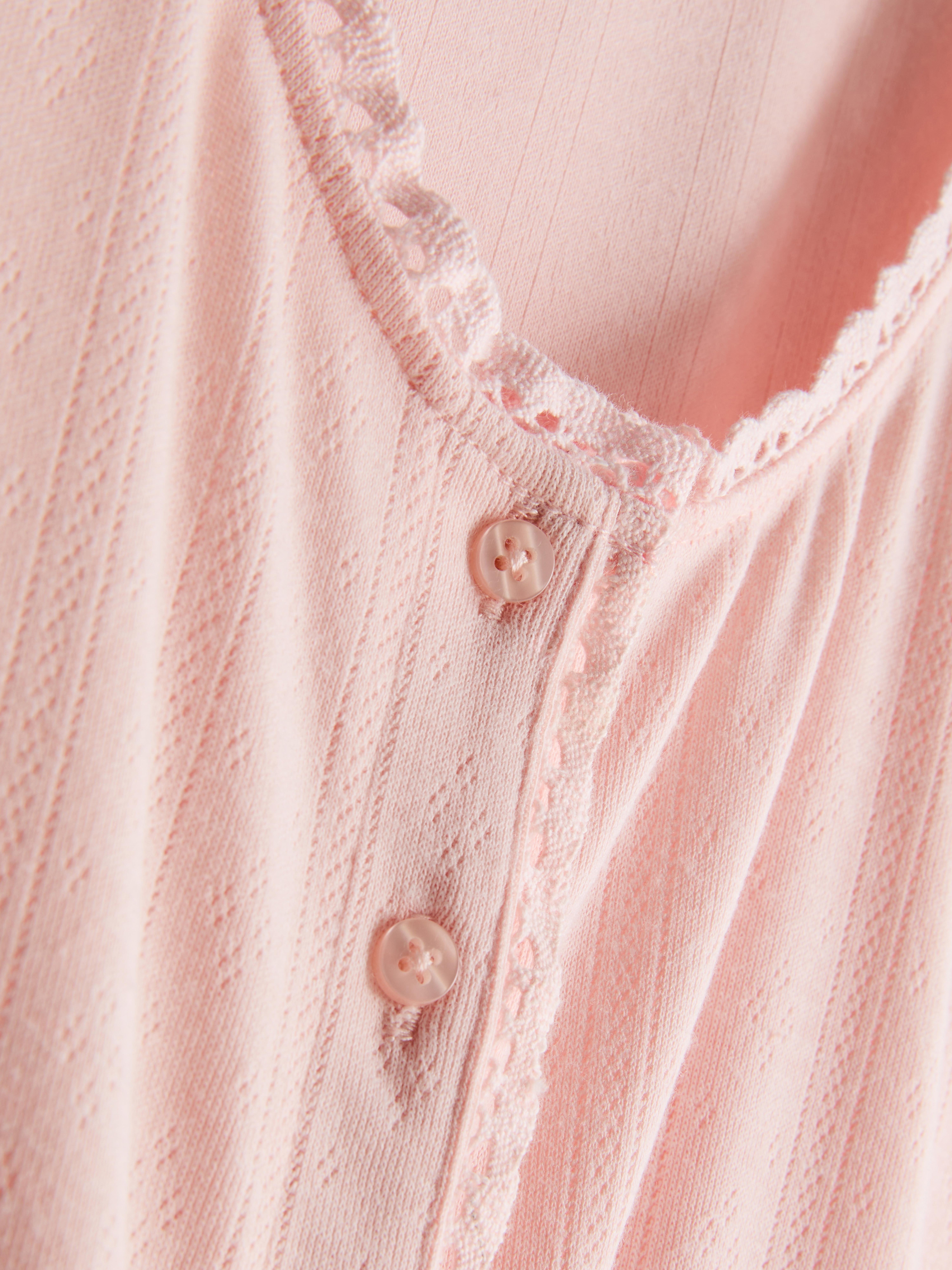 Top alças pijama renda malha geométrica