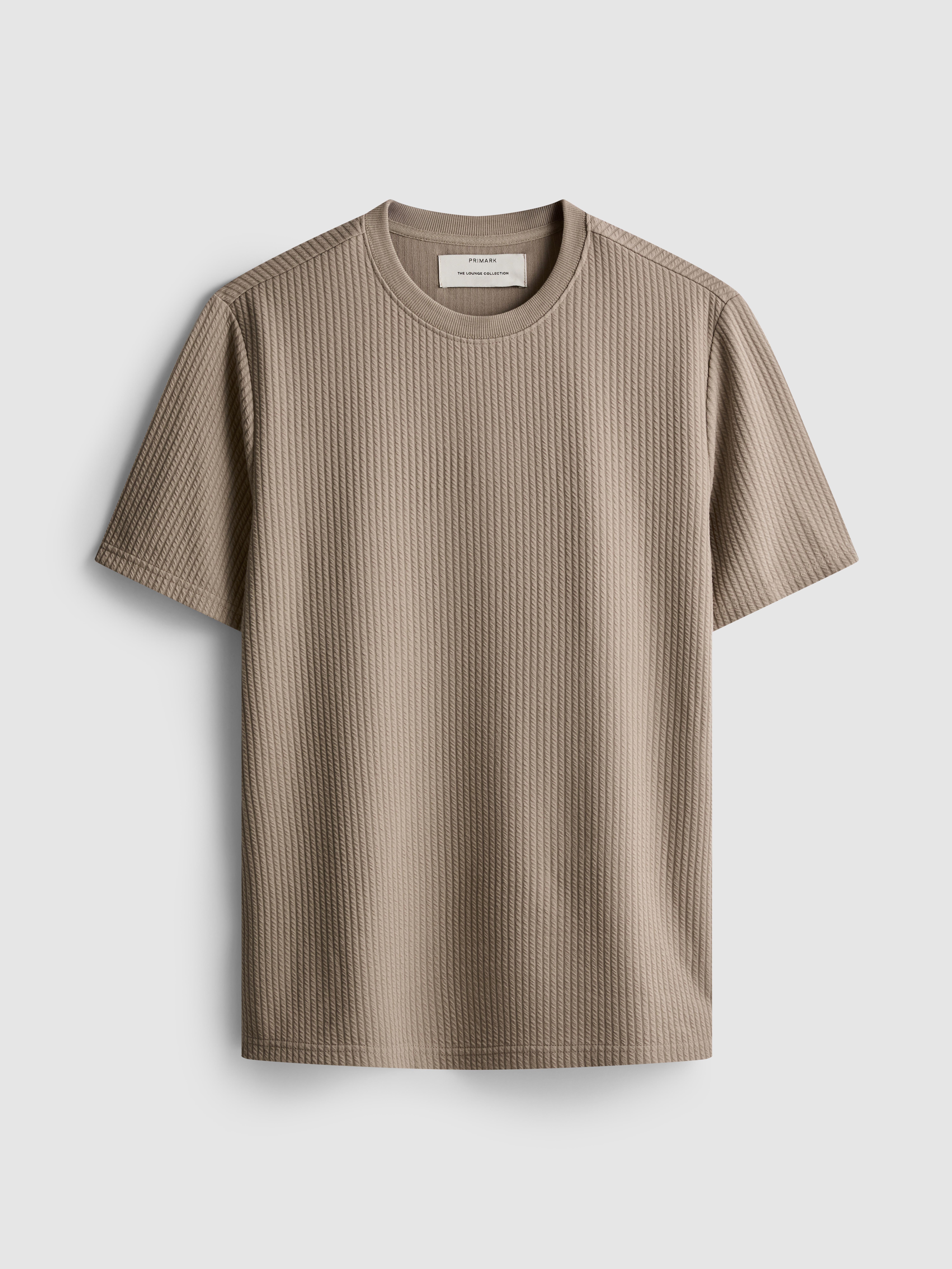 Men's Tan Textured Short-Sleeve Pajama Top